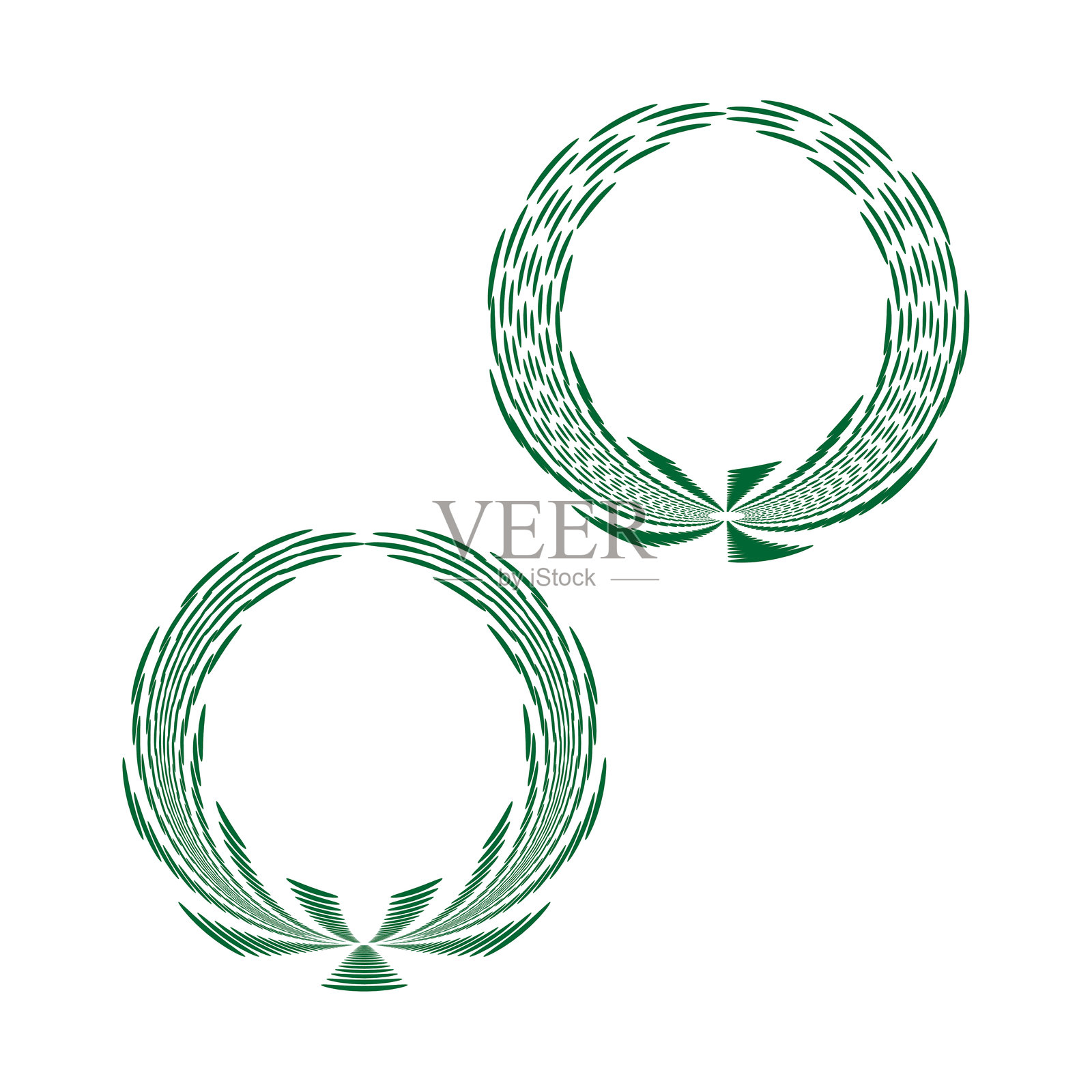 月桂树花环合集。胜利冠象征。矢量奖框。绿色荣誉圆圈。插画图片素材