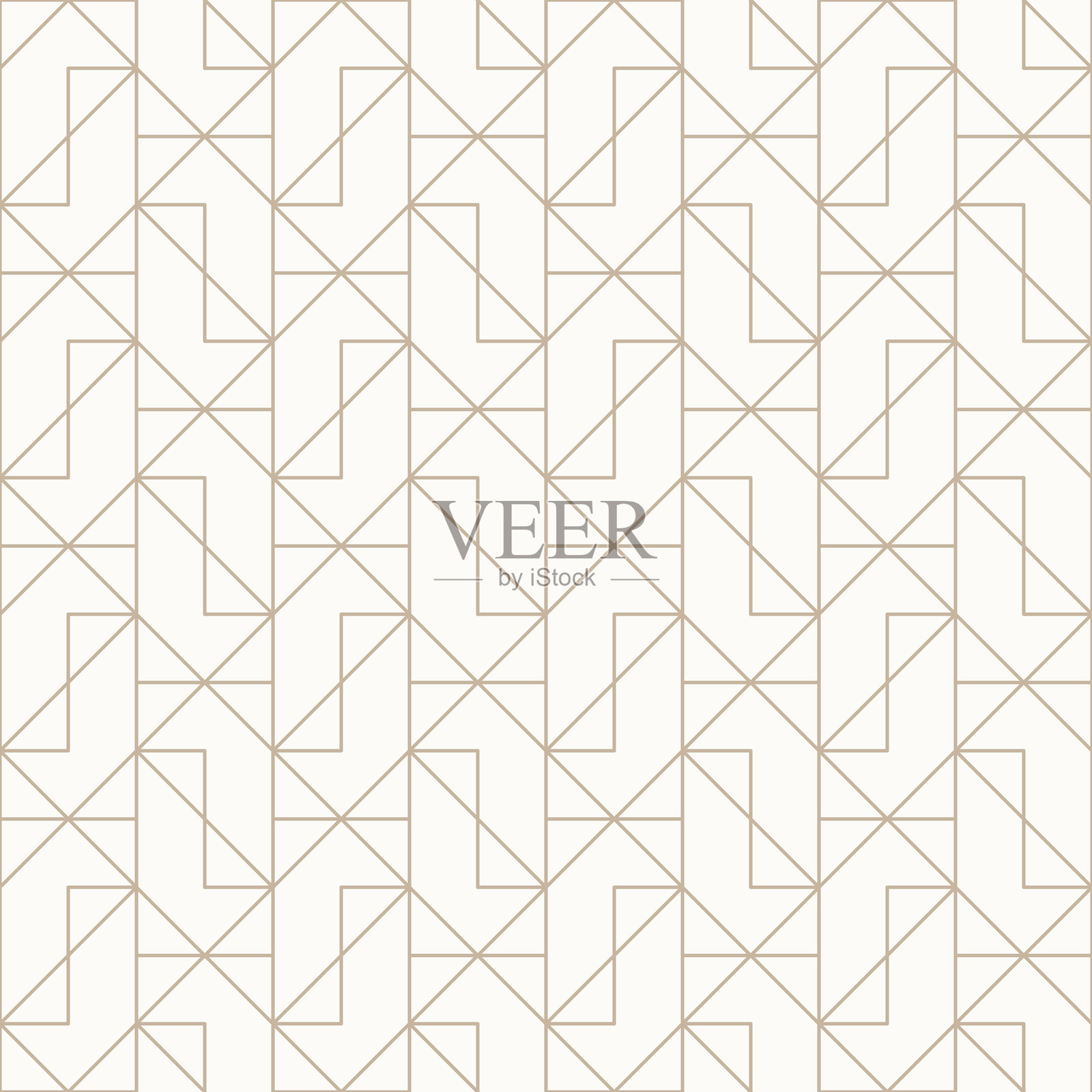 浅米色背景上的细金棕色轮廓，无缝几何线性图案插画图片素材