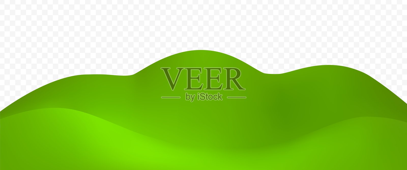 3D卡通风景，绿草如茵的小山丘。适合儿童冒险和旅行环境的简约自然概念插画图片素材