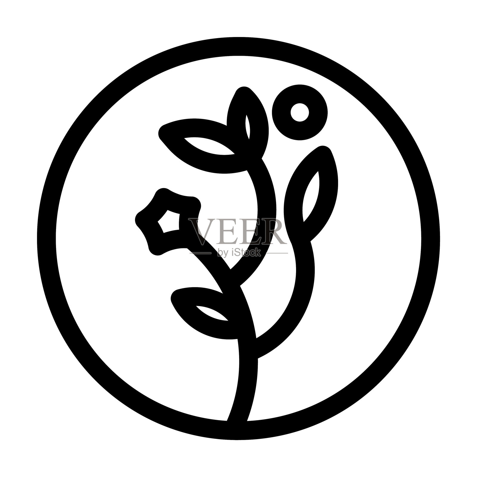 黑白简约植物花叶图案符号标志插画图片素材