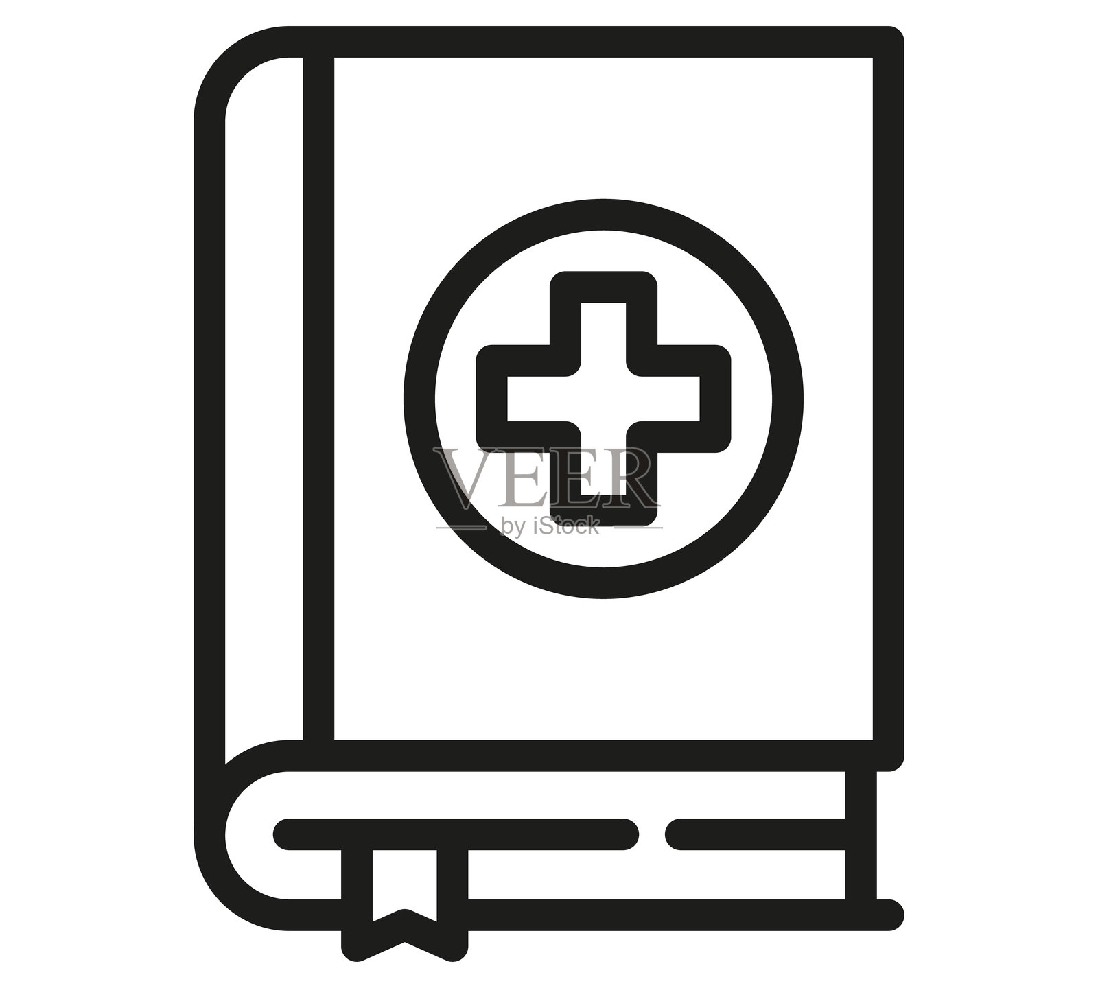 医学书籍图标，象征着医学知识、教育和医疗保健的矢量插图背景插画图片素材