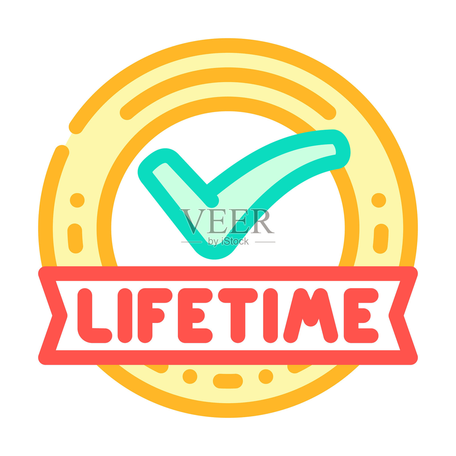 终身保修 彩色图标 矢量插图插画图片素材