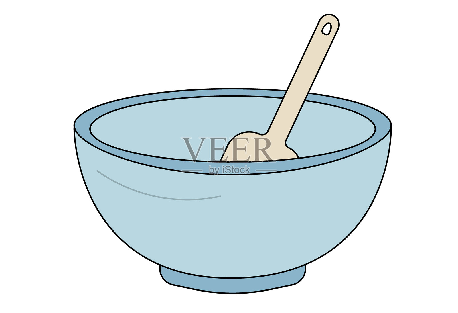 用于厨房和烹饪项目的搅拌碗与刮刀插图，适用于烹饪、烘焙和糕点制作插画图片素材