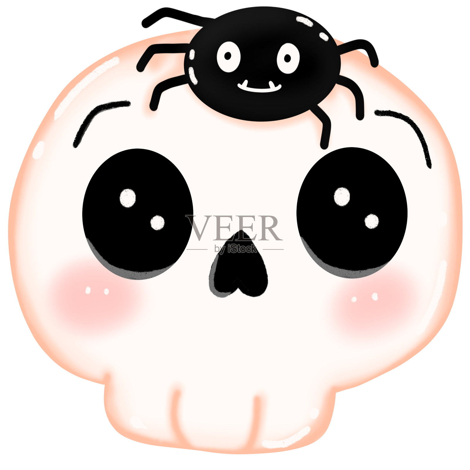 骷髅与幽灵蜘蛛插画图片素材