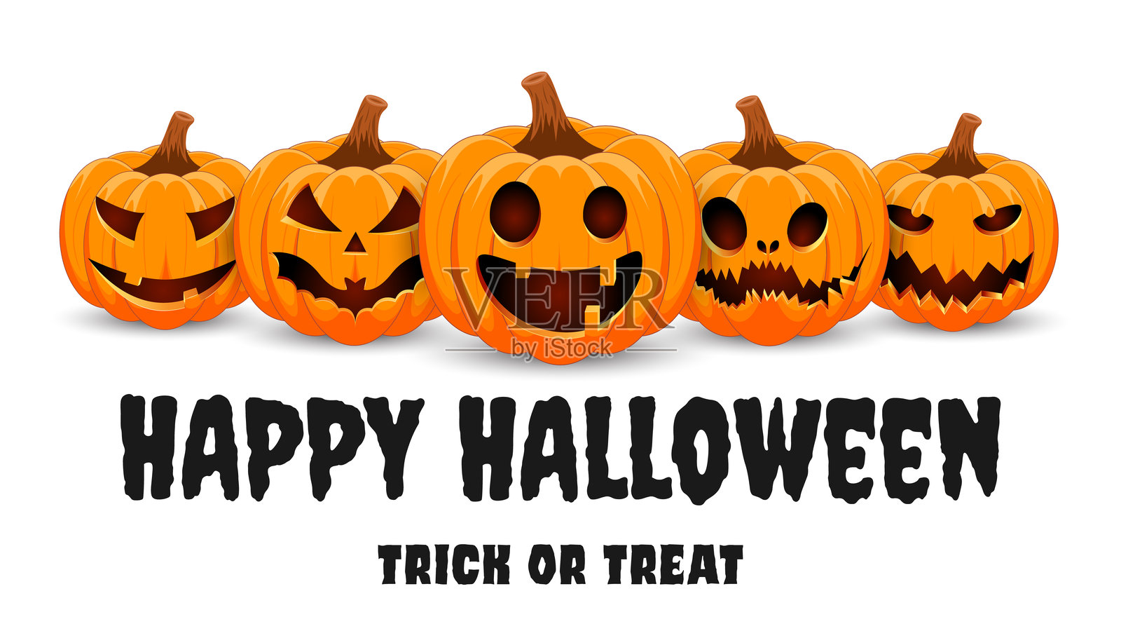 白色背景上的南瓜。快乐万圣节的主要象征。插画图片素材