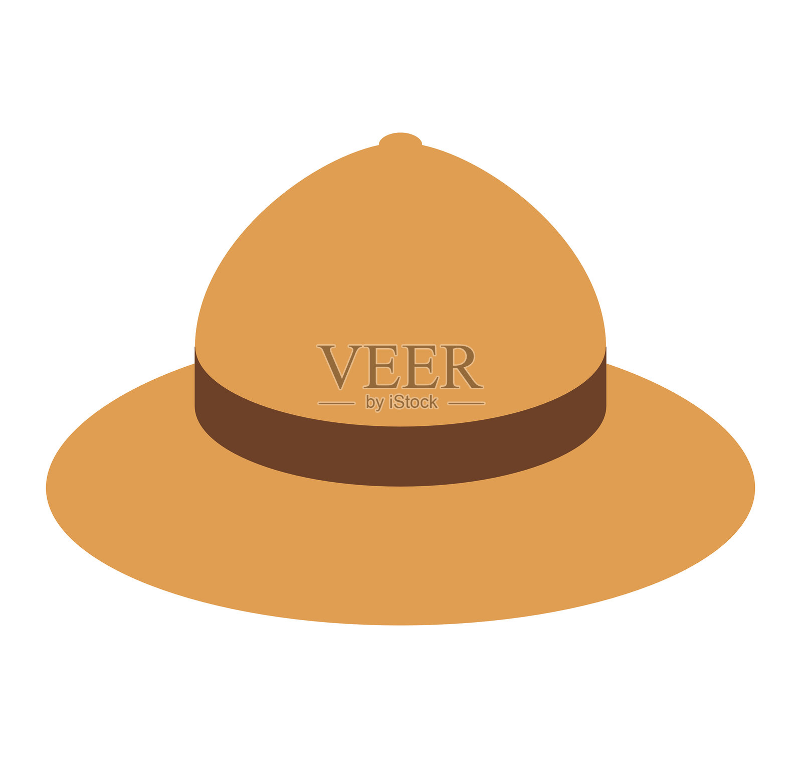 棕色野外探险帽扁平设计图标插画图片素材