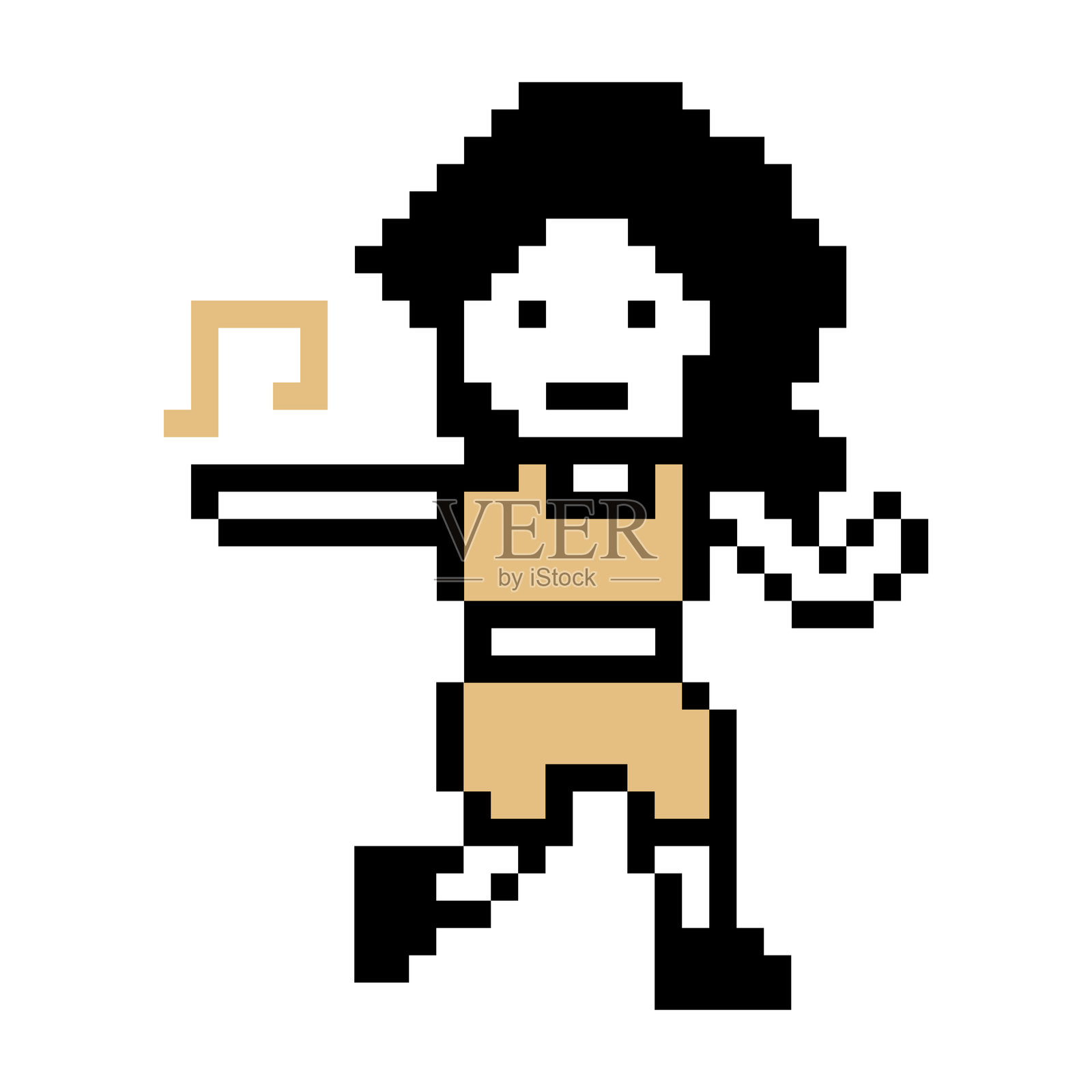 卡通像素艺术角色女性锻炼训练舞蹈生活方式音乐装饰生活方式8位女性女孩与音乐游戏8位健身隔离PNG矢量图。插画图片素材