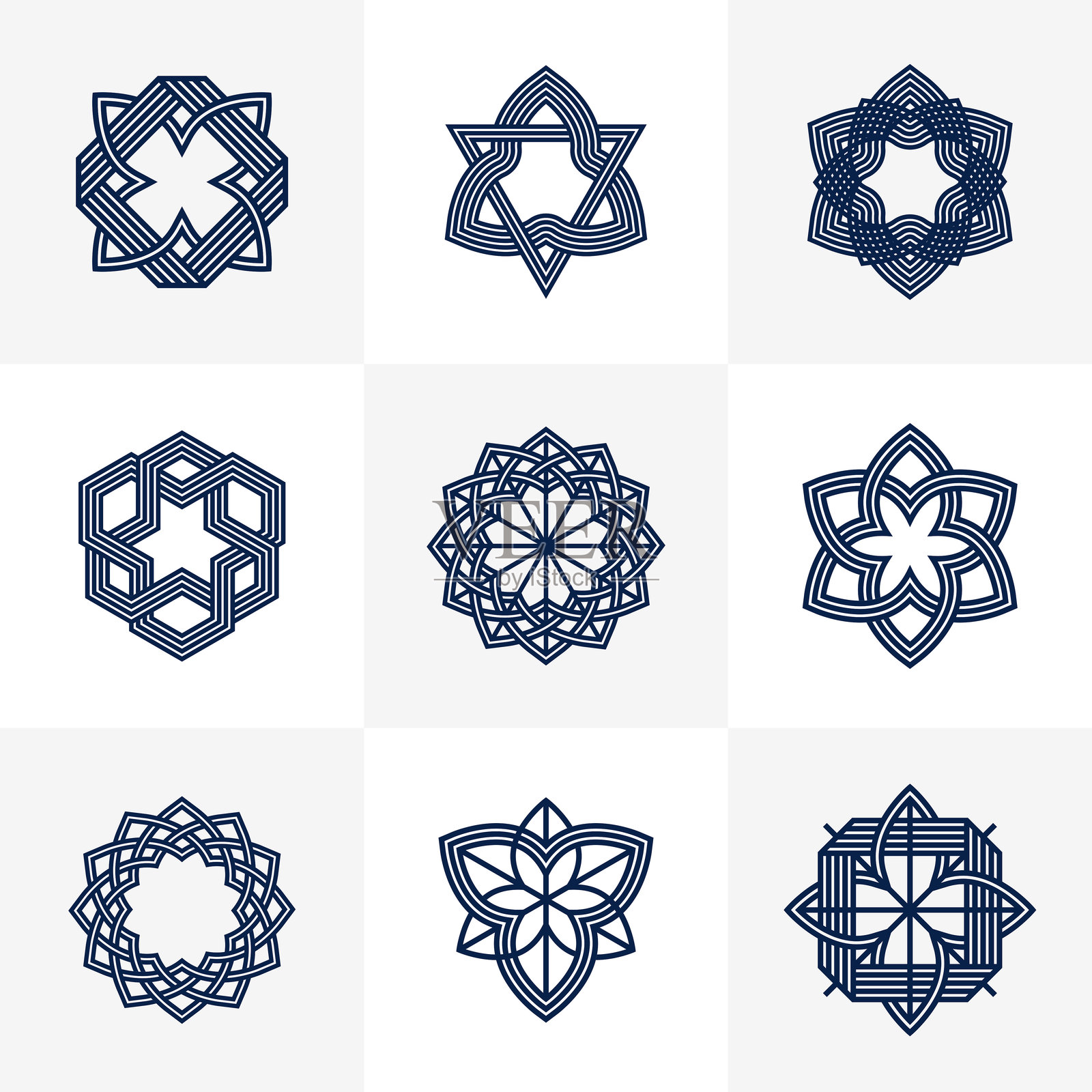 用于标志创作的图形设计元素，交织的线条插画图片素材