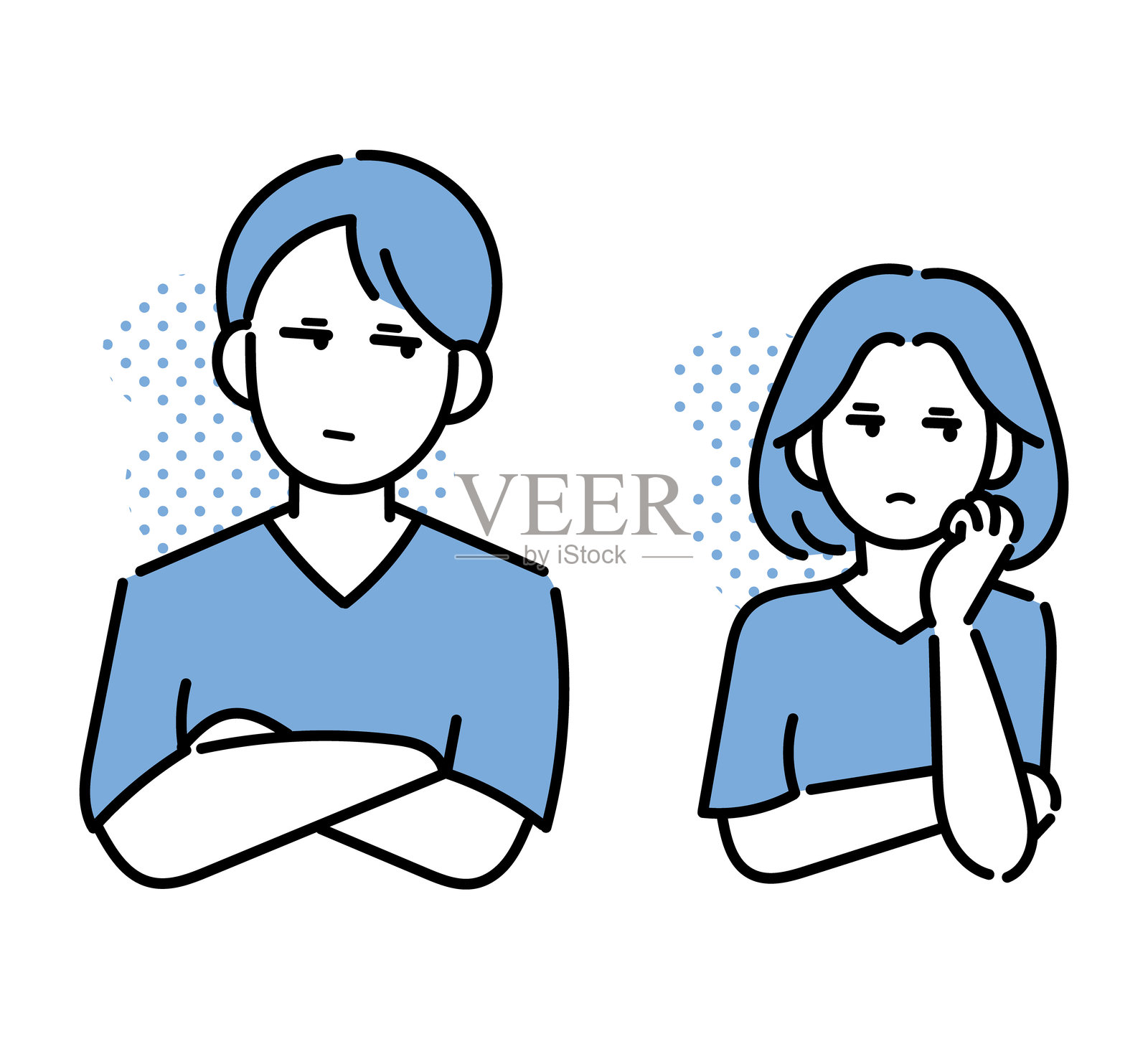 男性医生和女性医生倾斜着头的插图。插画图片素材