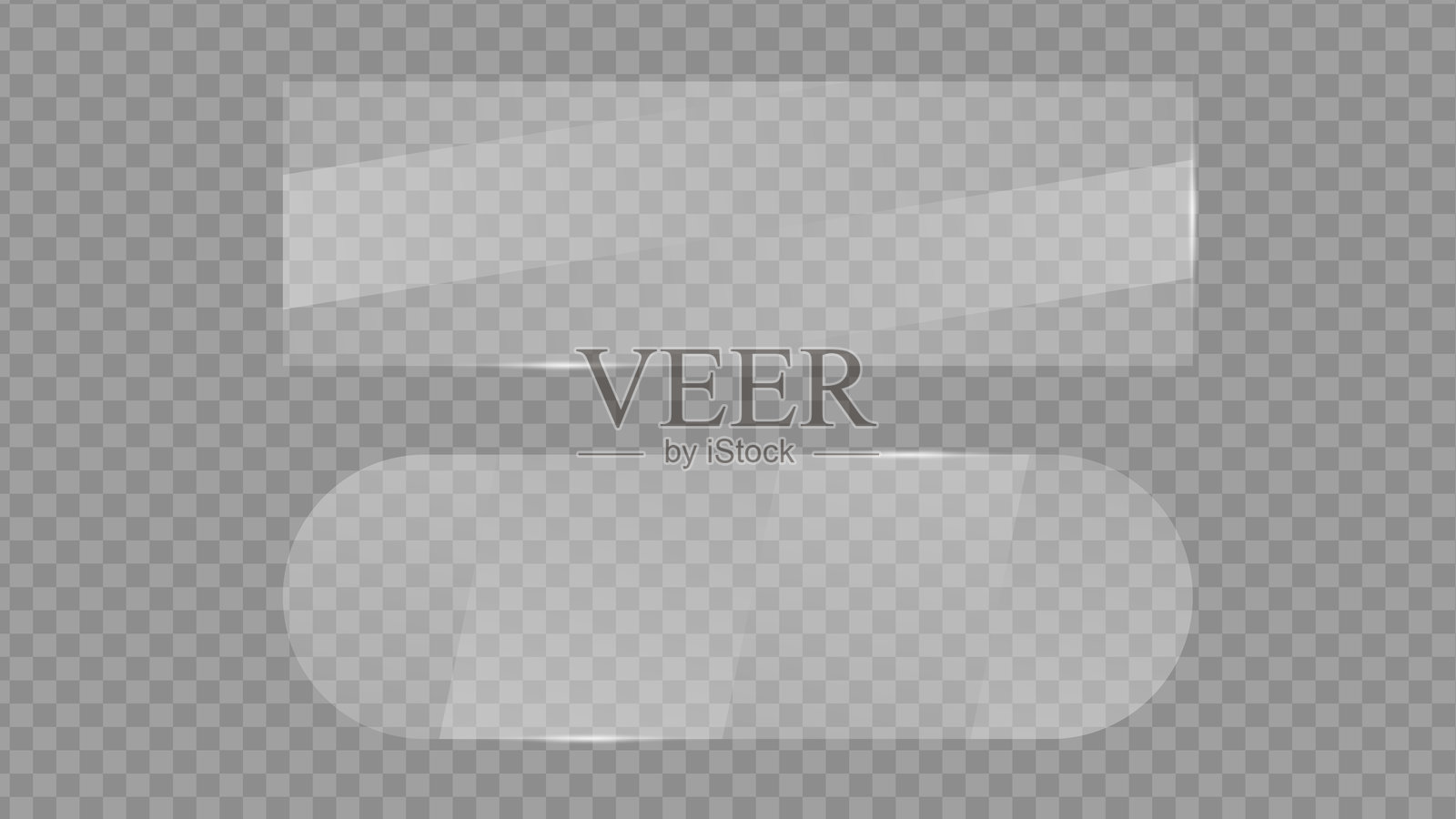 逼真的透明平面玻璃、窗户或镜子，带透明背景插画图片素材