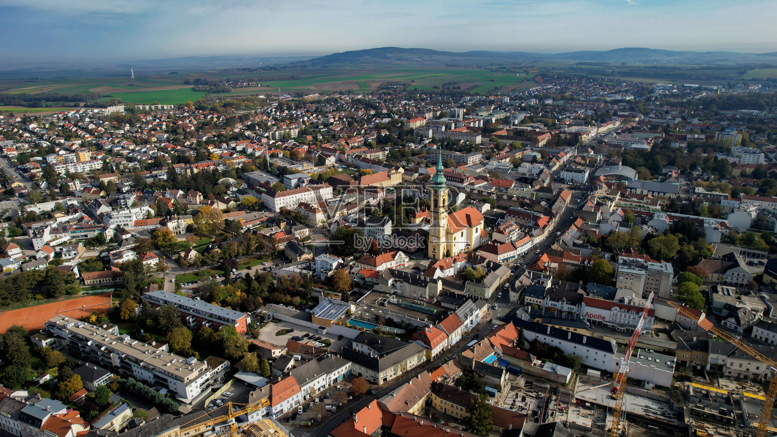 奥地利多瑙河畔斯托克劳老城的鸟瞰图照片摄影图片