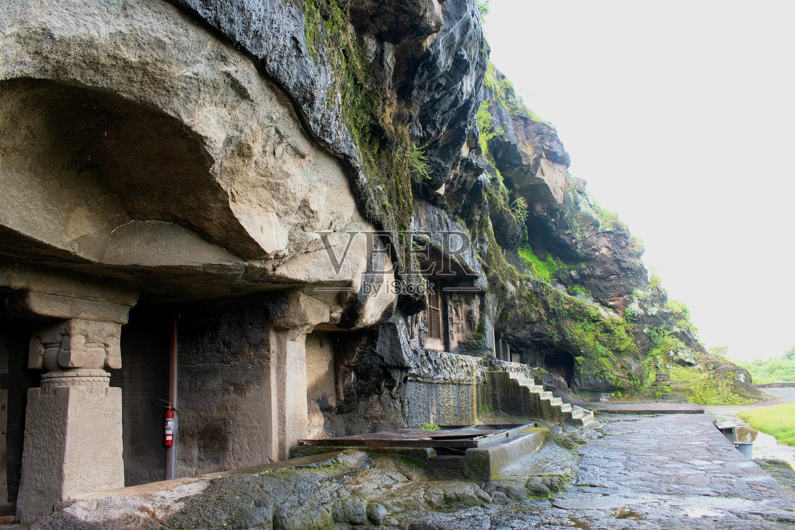 埃洛拉佛教洞窟1至4，马哈拉施特拉邦，印度照片摄影图片