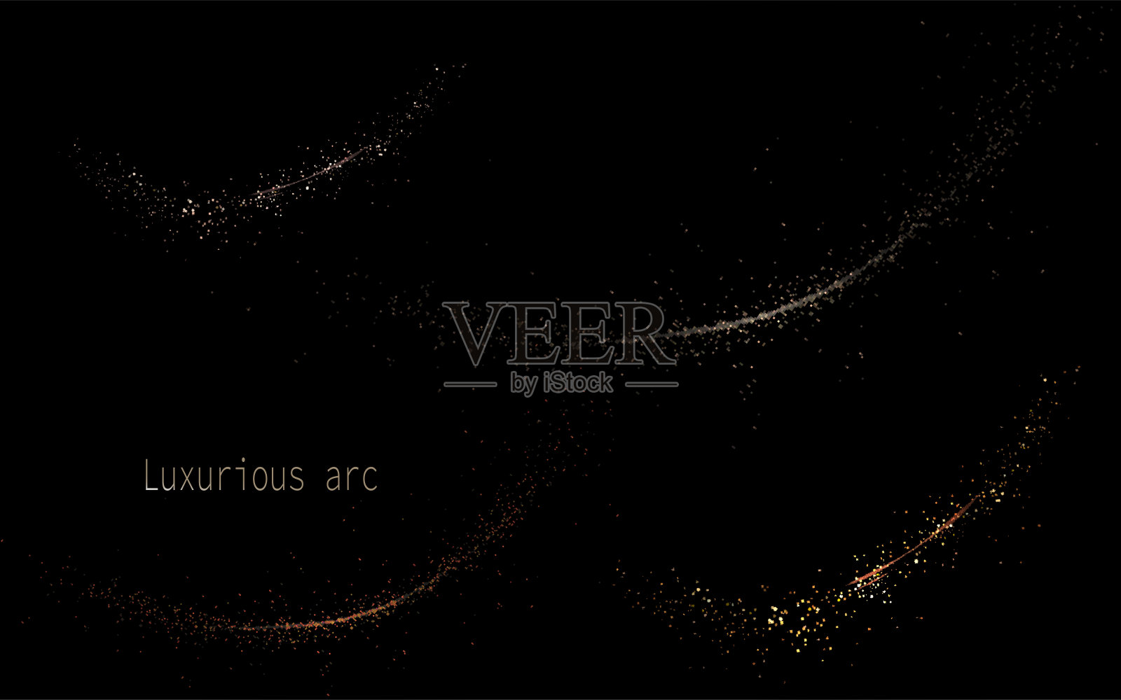 孤立的设计元素，一组由闪亮的金属丝制成的弧形图案插画图片素材