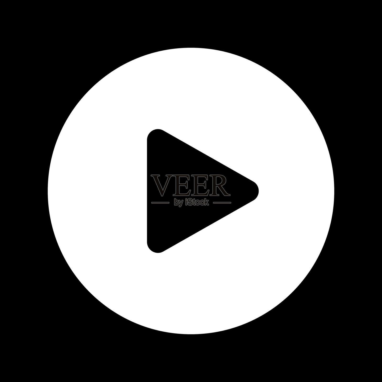 黑色播放图标。视频播放器元素。用于电影屏幕、音频播放器或有声书应用窗口界面的推送、点击、开始或录制按钮。矢量图形插图。插画图片素材