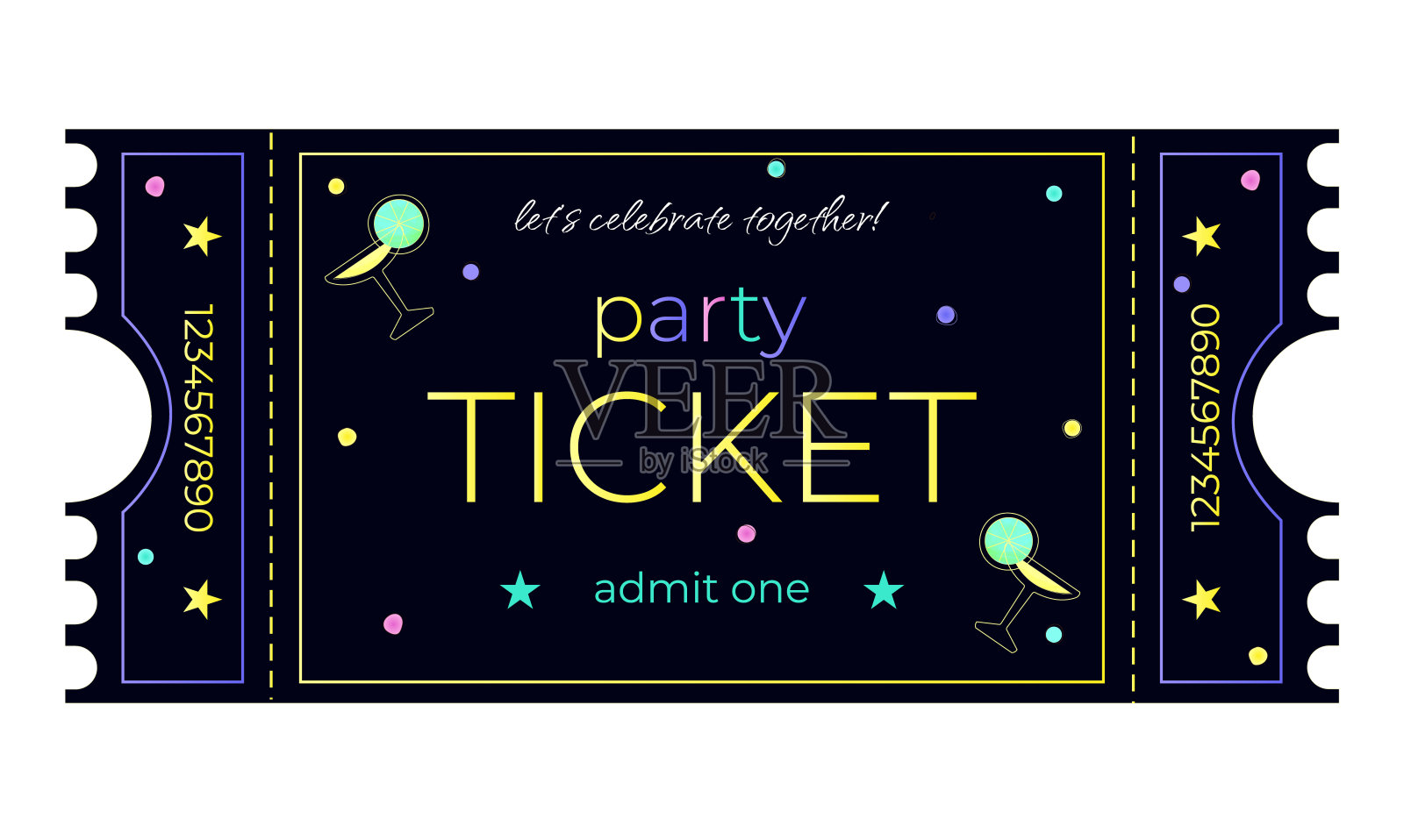 派对票，庆祝，入场券，鸡尾酒，酒杯，庆祝，样本，模板，邀请函插画图片素材