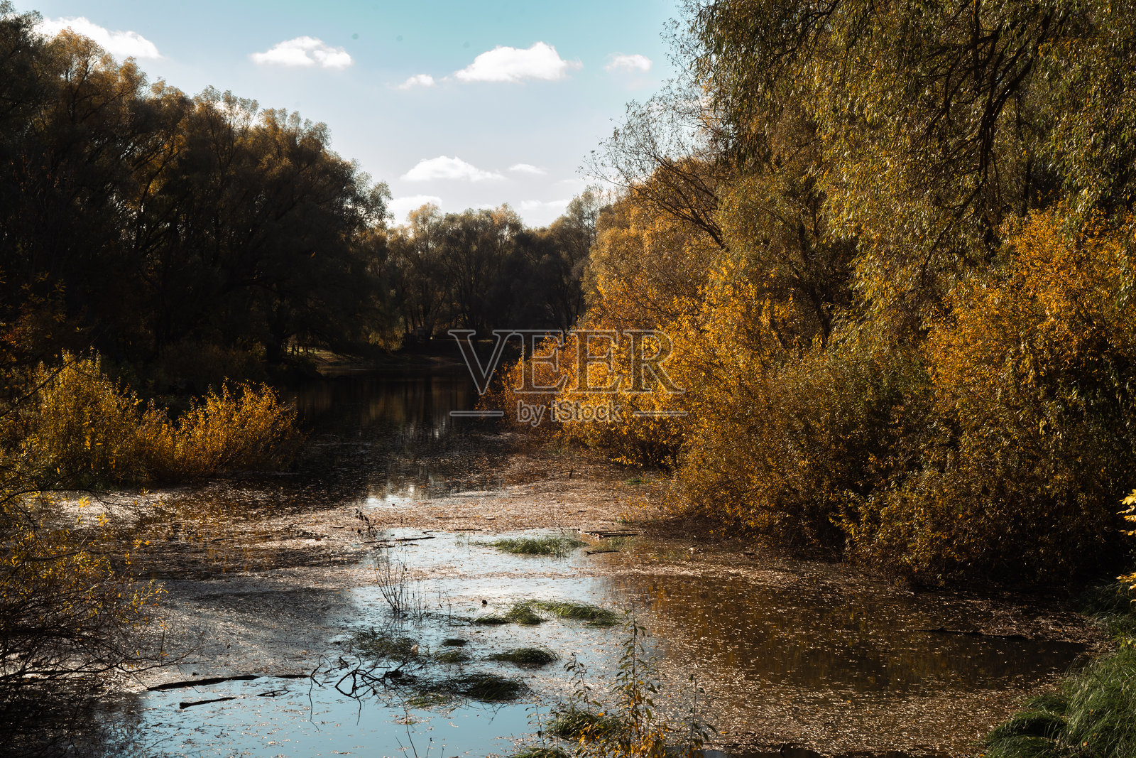 秋天的河流倒影照片摄影图片