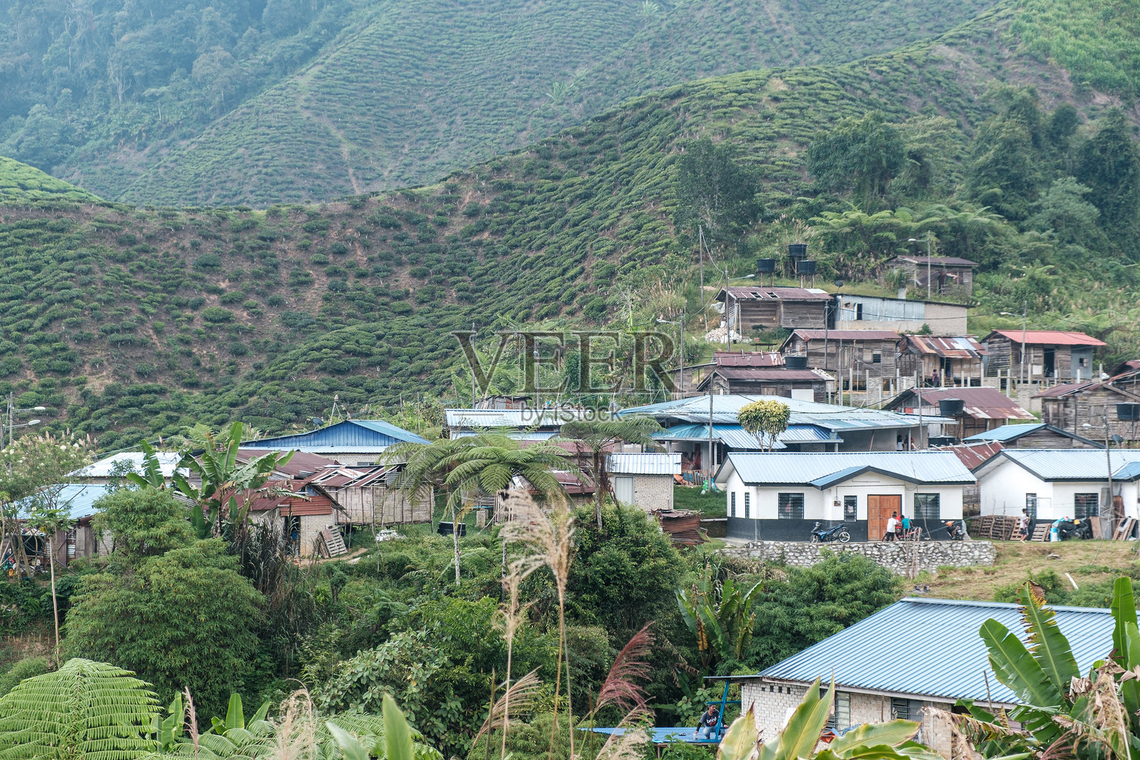 马来西亚老城区的鸟瞰图照片摄影图片