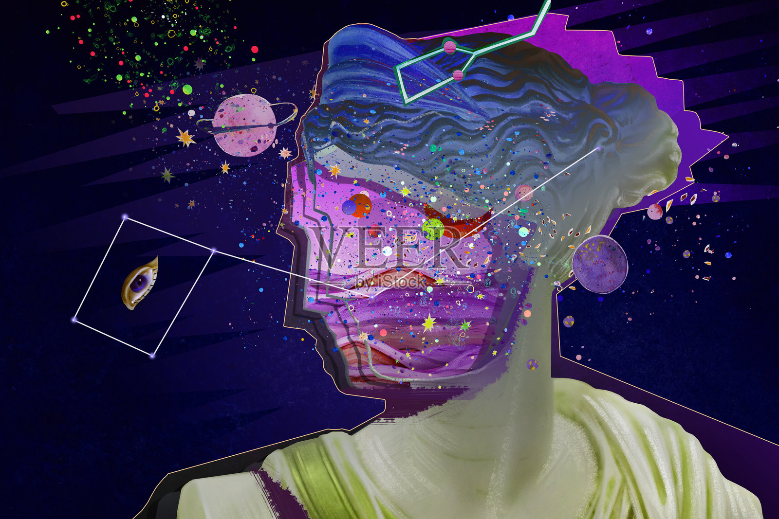 宇宙幻想肖像插画图片素材