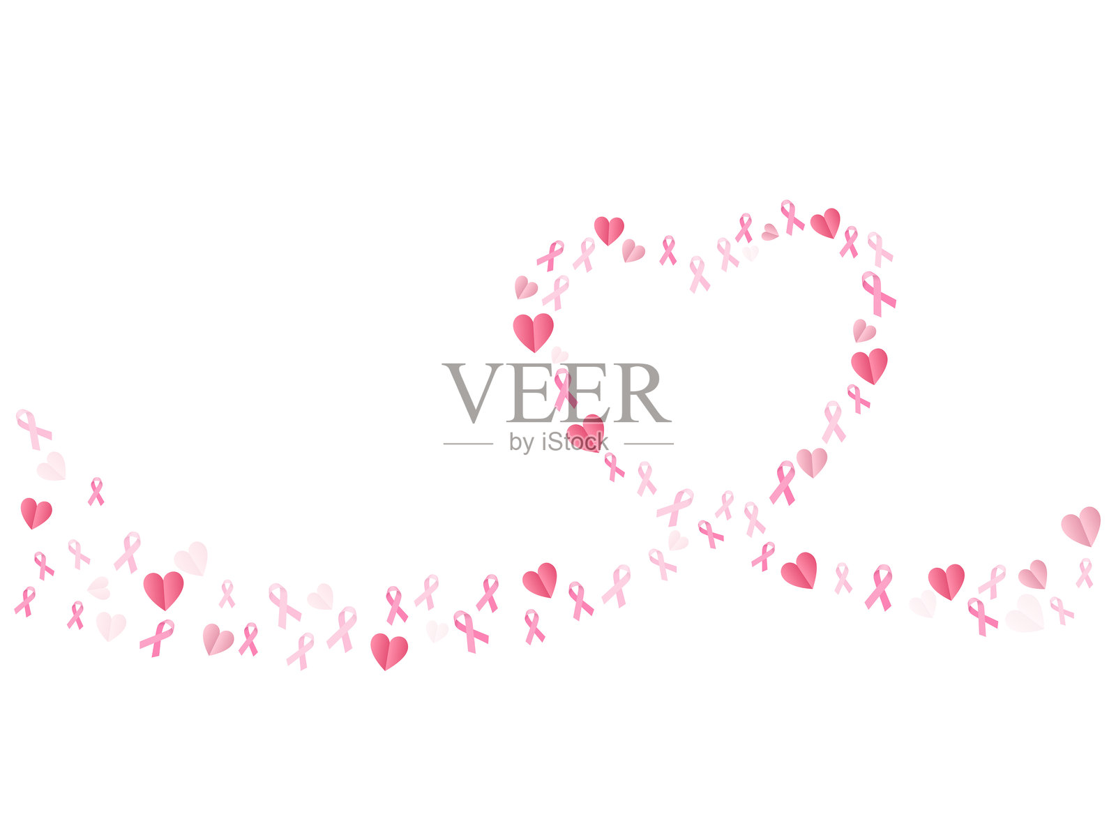 丝带和心形图案插画图片素材