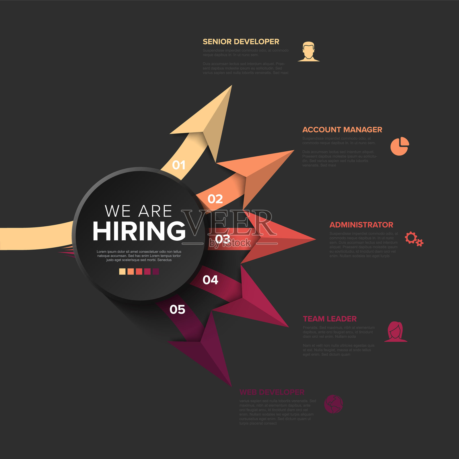 我们正在招聘 - 三角箭头条纹 - 深色插画图片素材