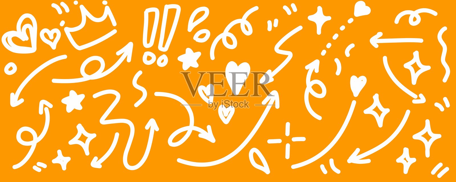 手绘简单元素集。涂鸦矢量插图插画图片素材