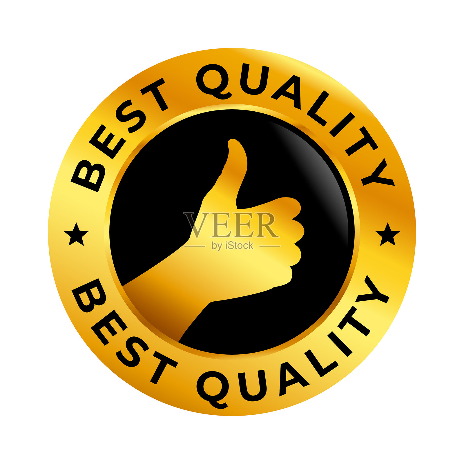 最佳质量。金色保修标签。矢量图标、贴纸、徽章、印章模板，背景为白色。插画图片素材