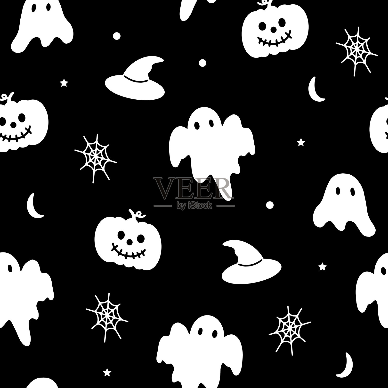 极简主义万圣节黑白图案插画图片素材