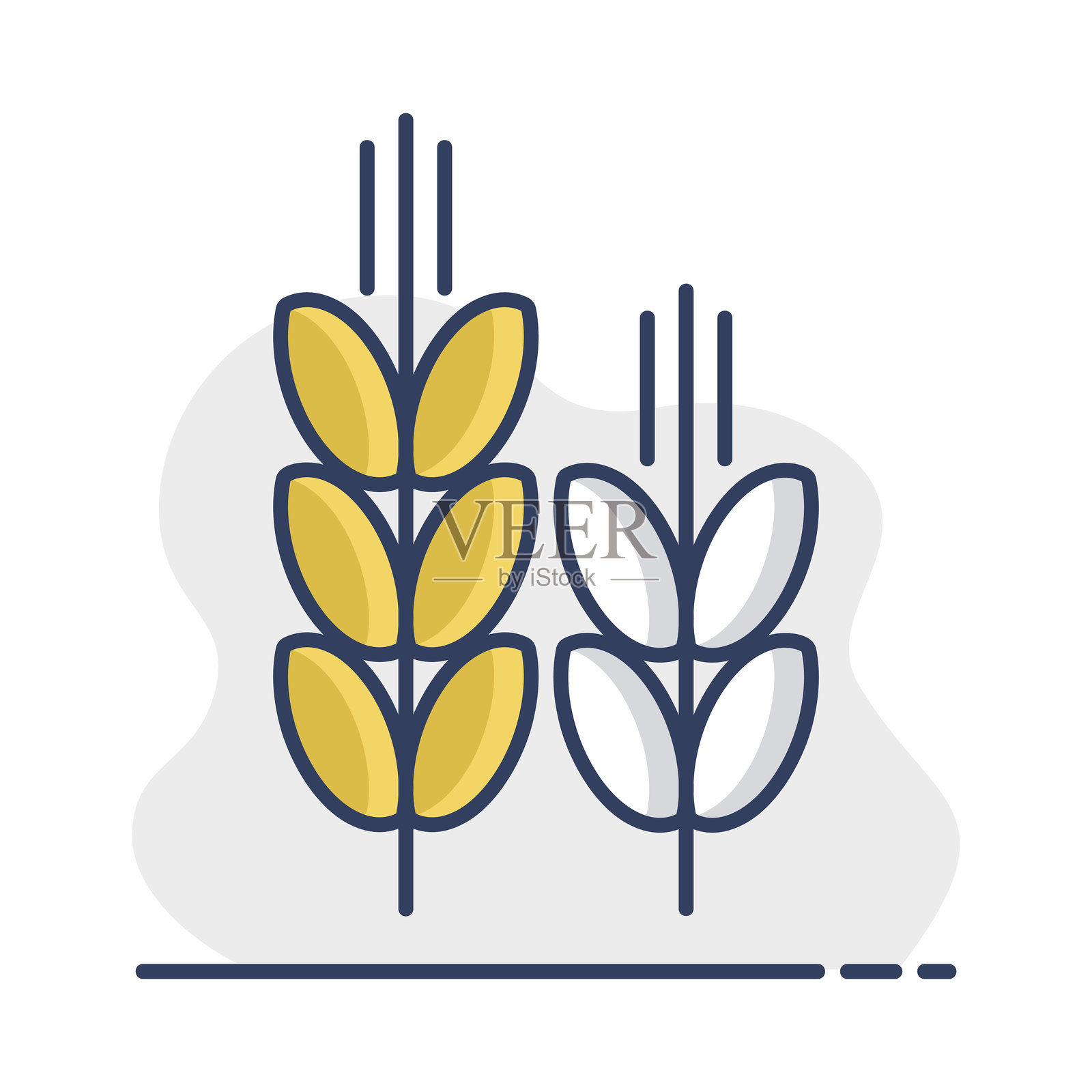 两个金色麦穗图标插画图片素材