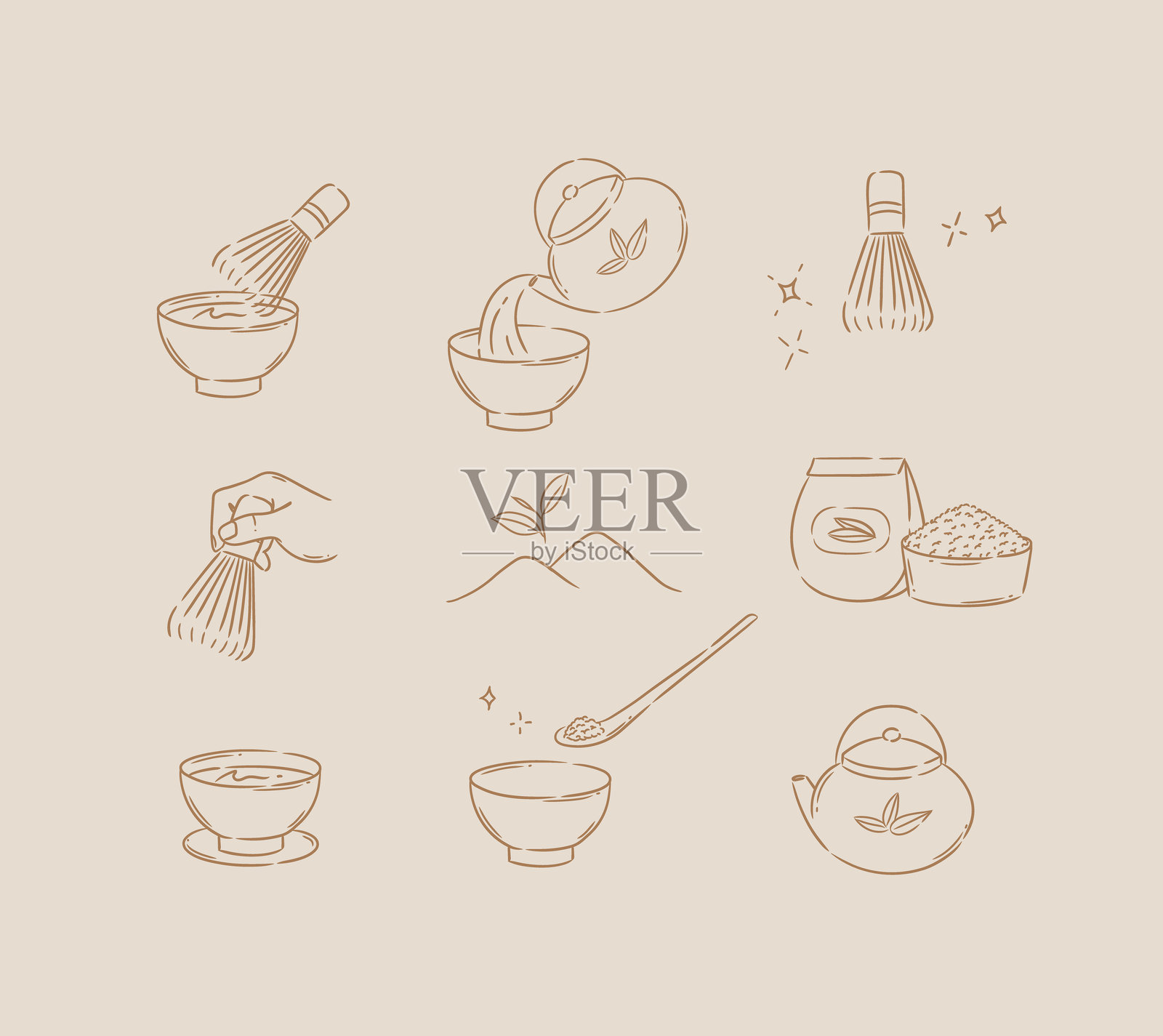 抹茶茶符号 米色插画图片素材