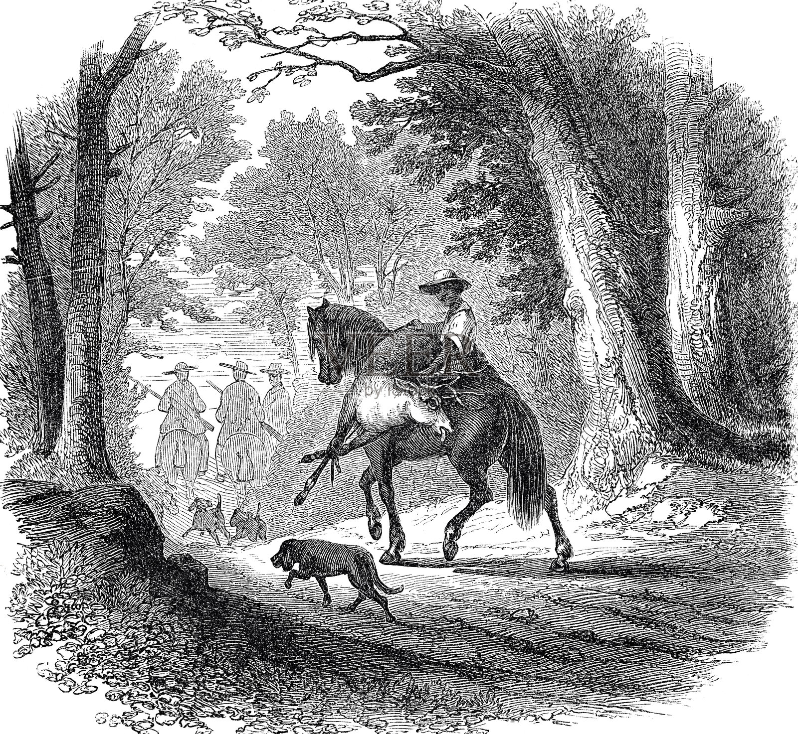 狩猎归来插画图片素材