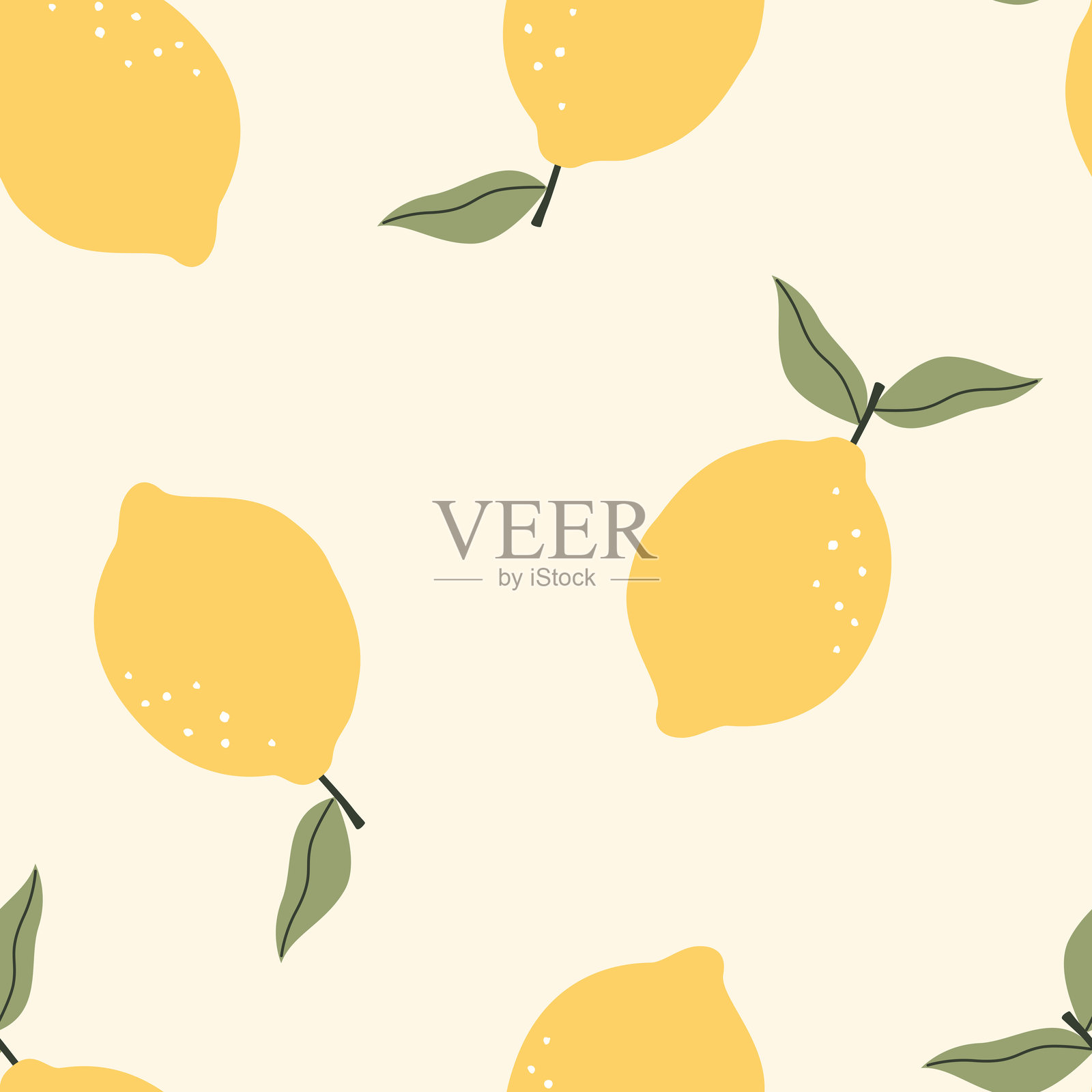 无缝柠檬图案。适合印刷的矢量插图。可爱的婴儿背景。黄色背景。插画图片素材