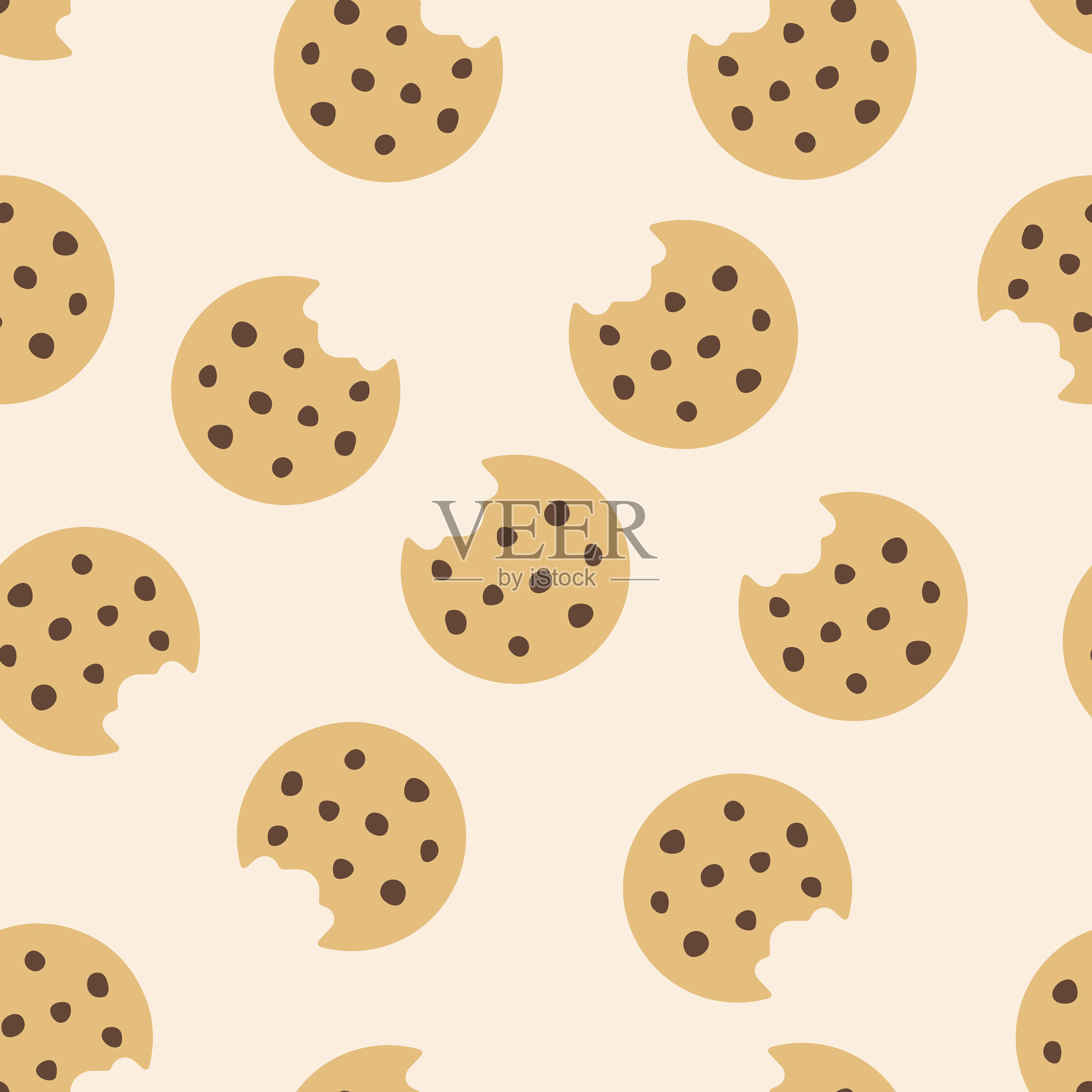 可爱的巧克力曲奇饼干图案插画图片素材