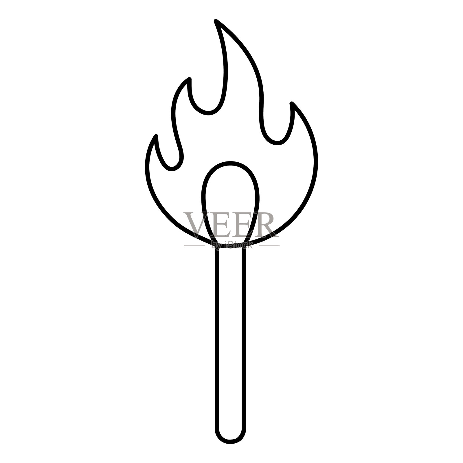 燃烧的火柴连续线条绘制。插画图片素材