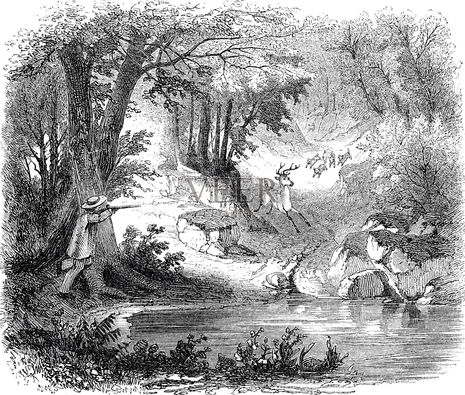 鹿架插画图片素材