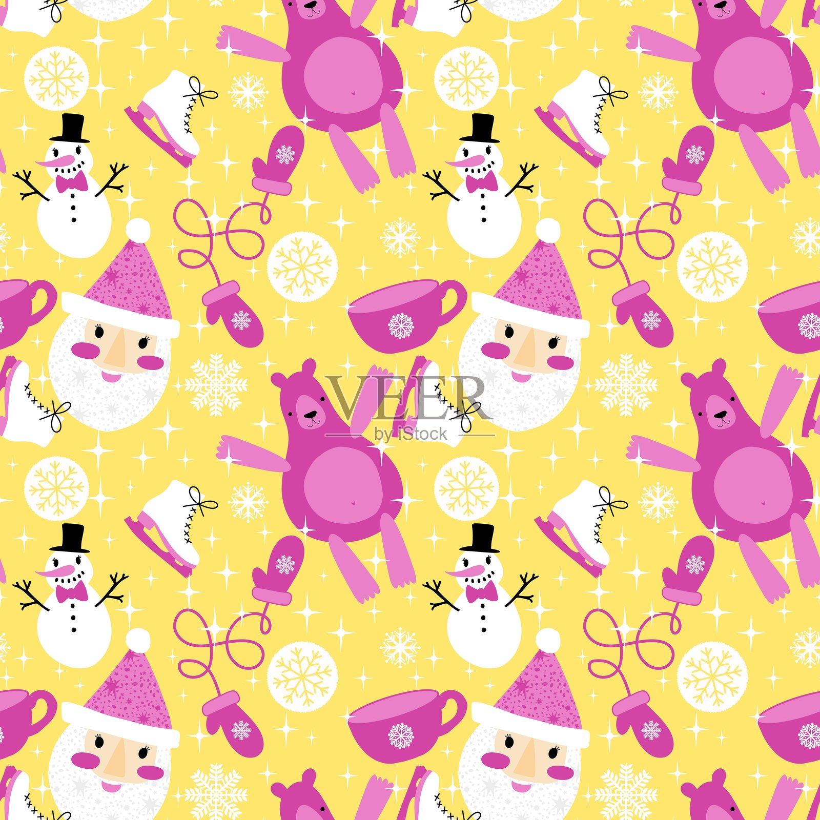 冬季圣诞树无缝图案用于包装纸插画图片素材