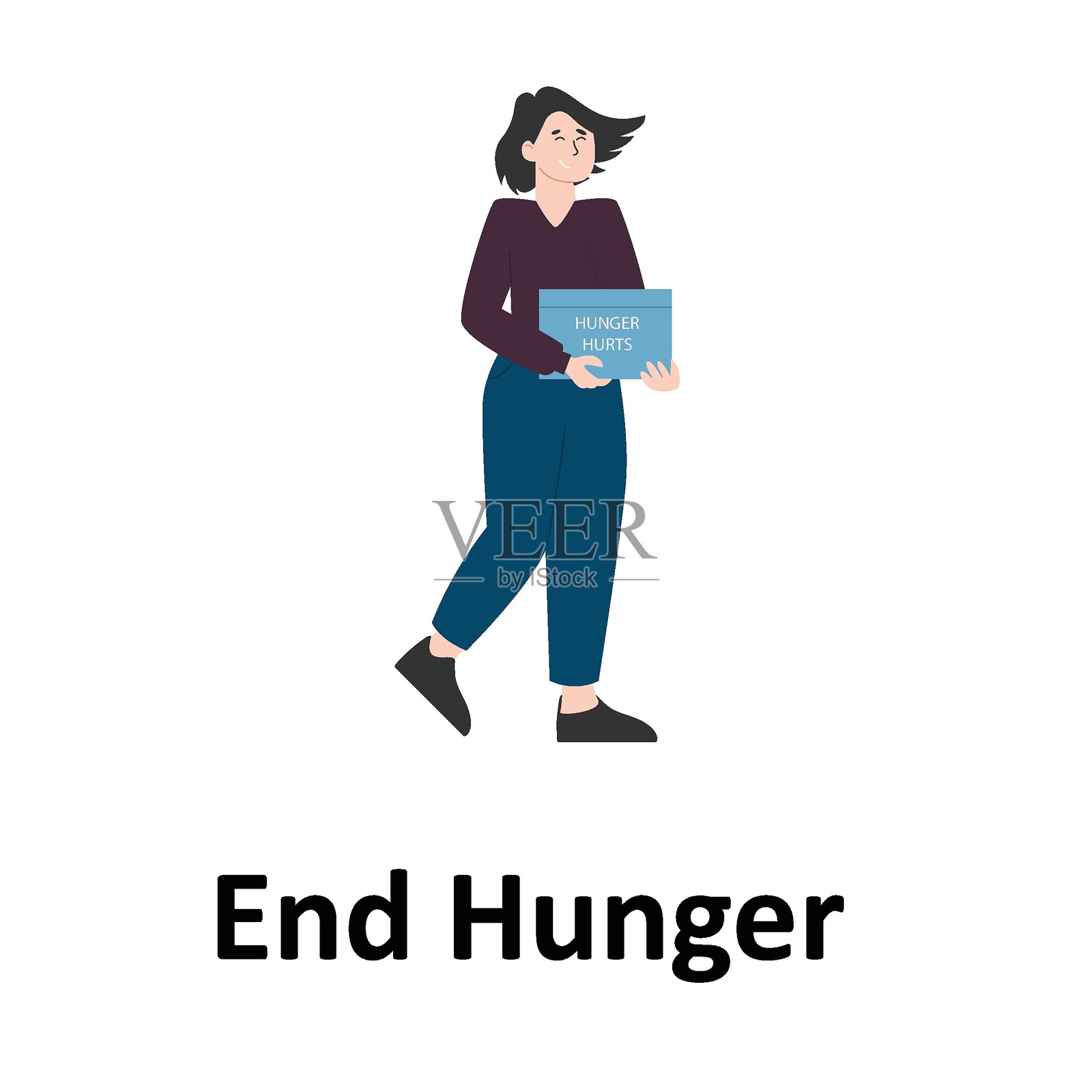 可轻松编辑或修改的消除饥饿矢量插图插画图片素材
