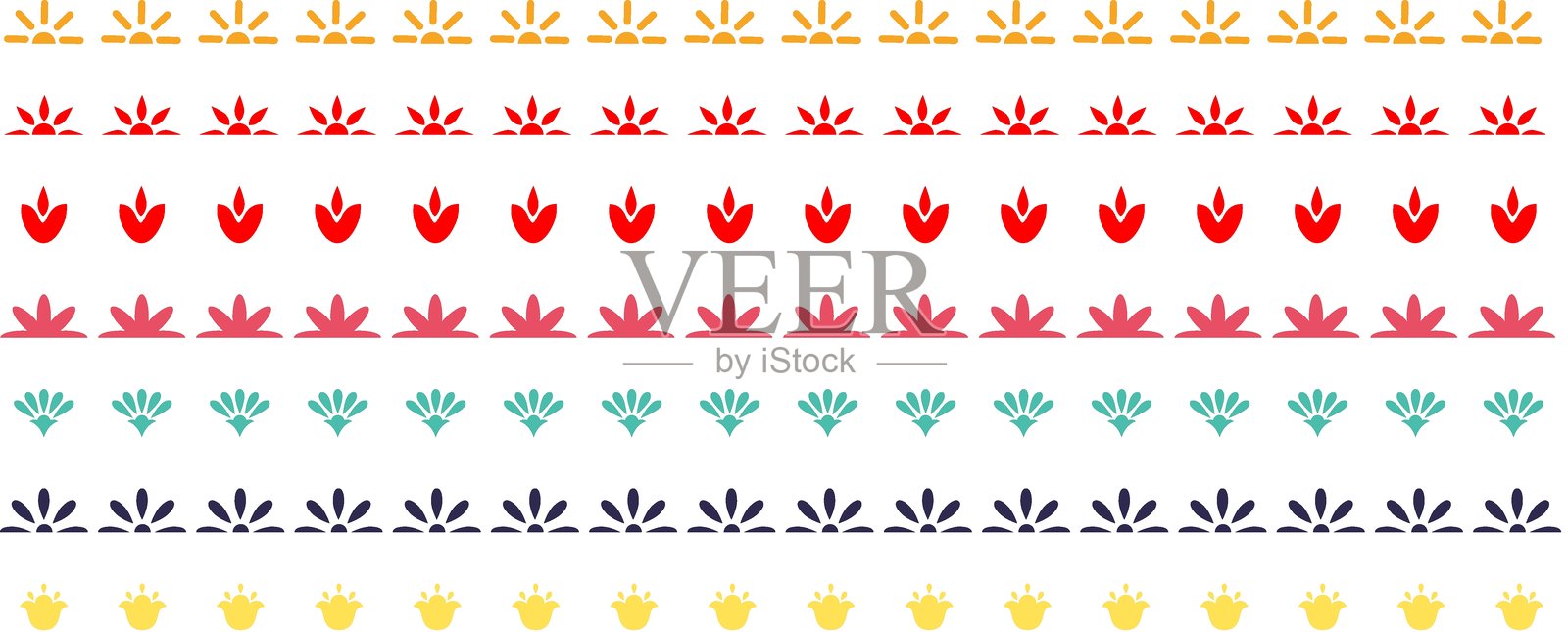 横向边框墨西哥装饰设计矢量插图。花朵、纸花环、骷髅角落、边框、框架插画图片素材