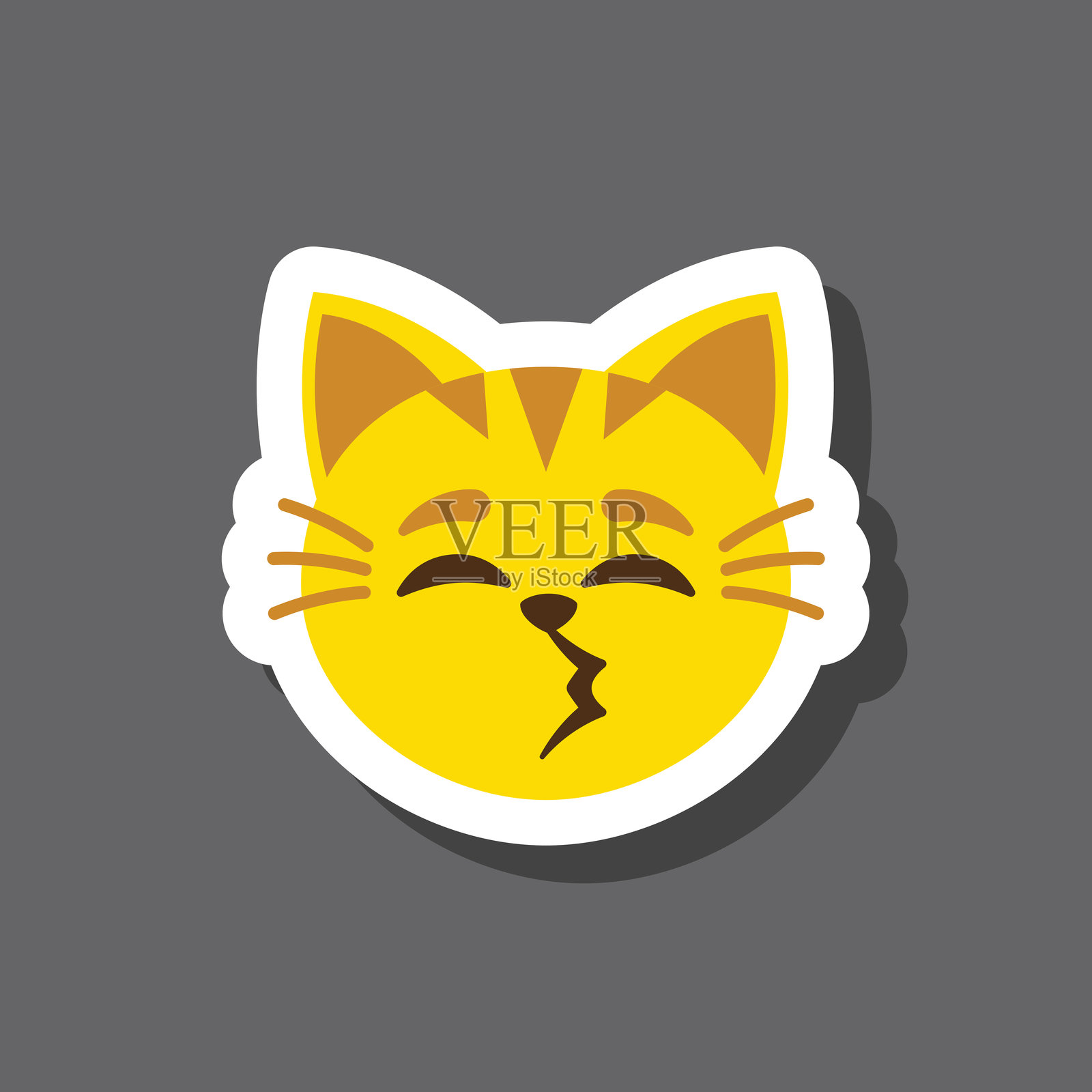 吹口哨的猫表情贴纸插画图片素材