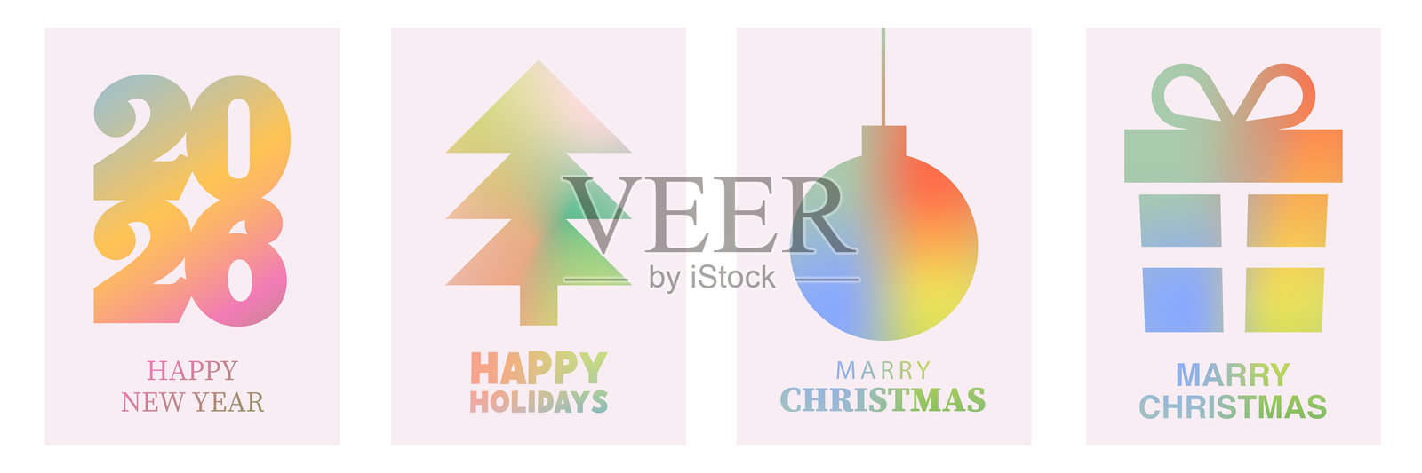 冬季假日贺卡。圣诞节和新年贺卡插画图片素材