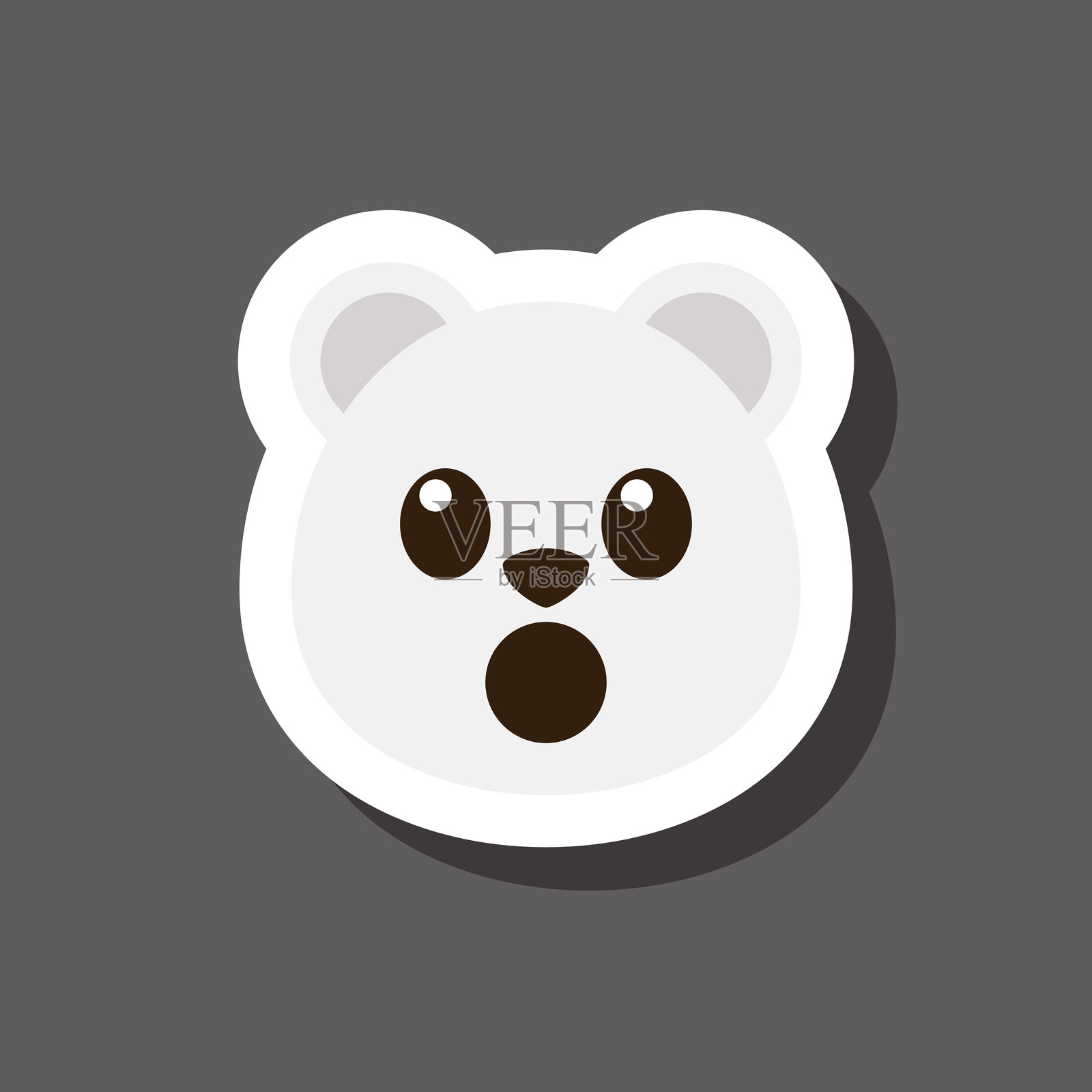 震惊的北极熊表情符号贴纸插画图片素材