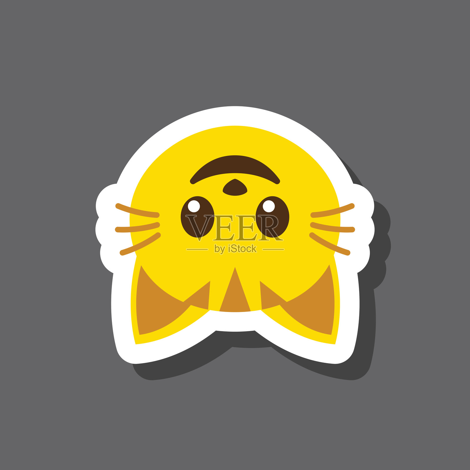 倒立的猫表情贴纸插画图片素材