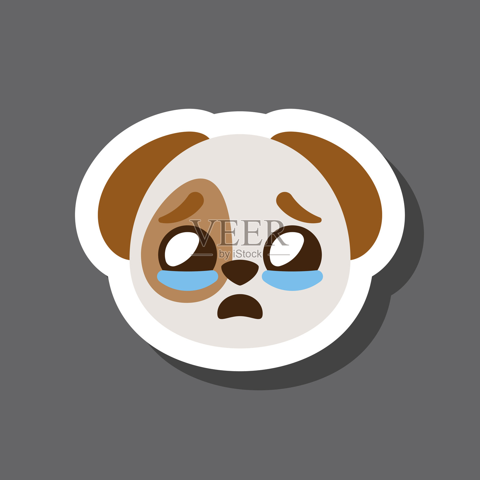 撕裂的狗表情符号贴纸插画图片素材