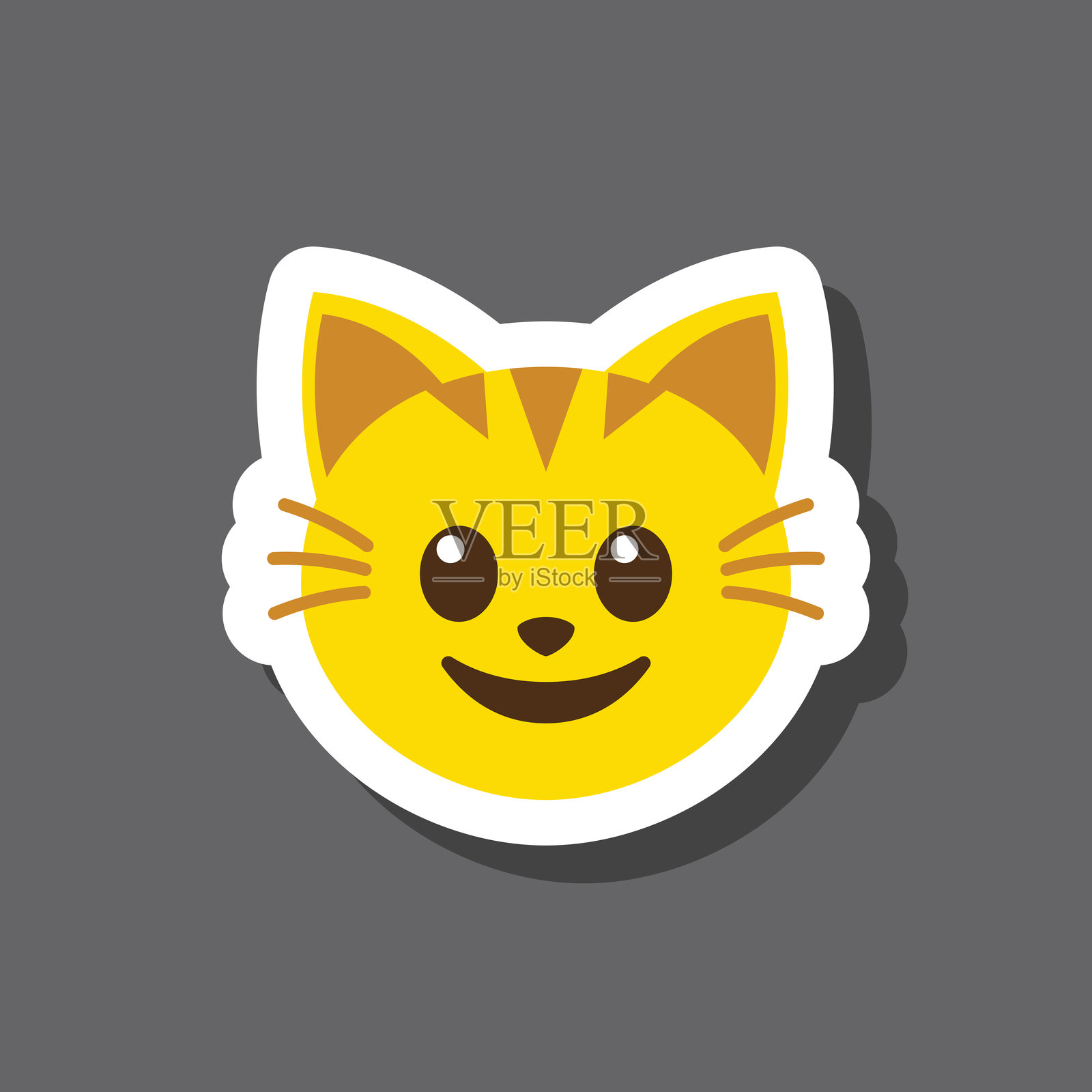 快乐猫咪表情贴纸插画图片素材