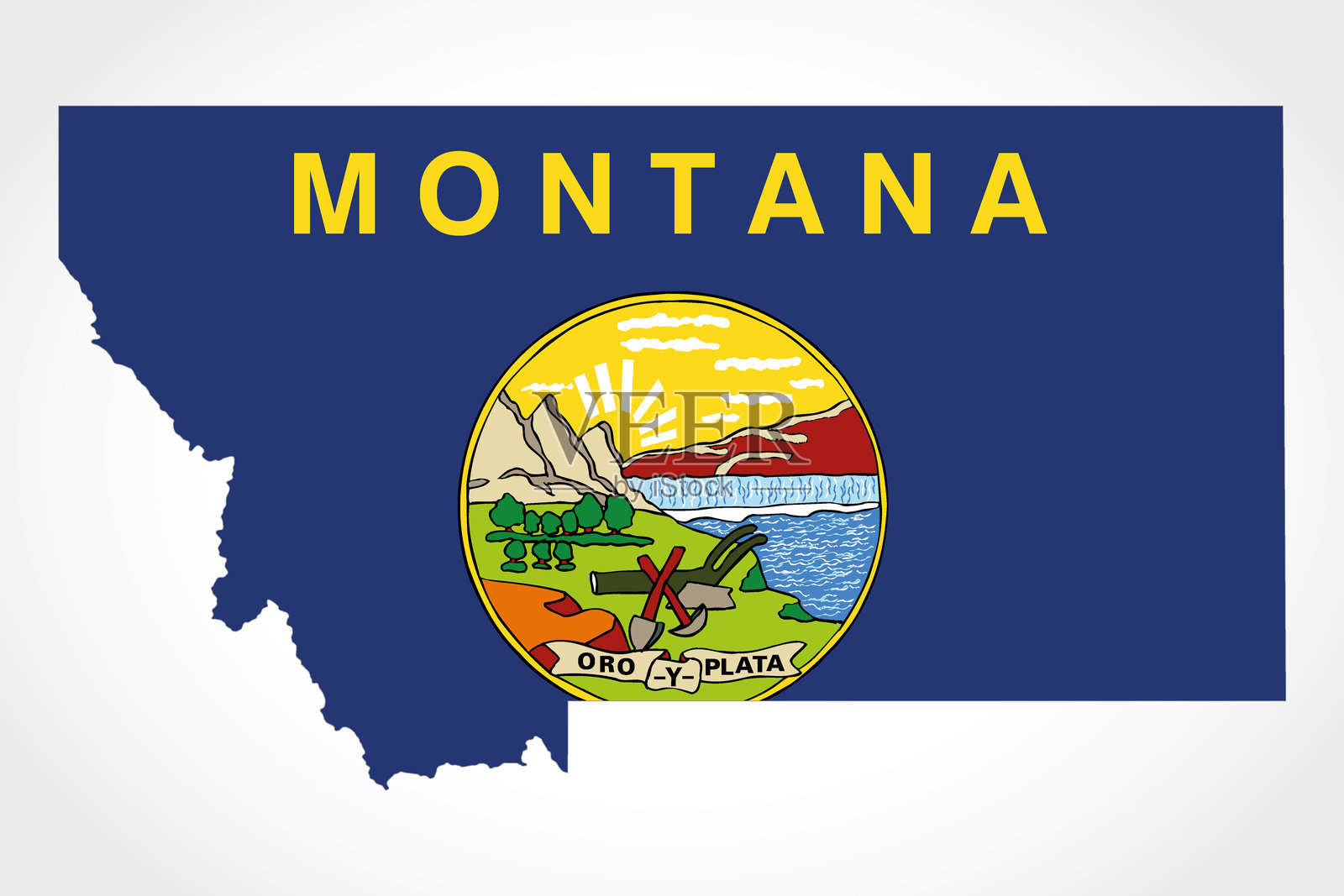 蒙大拿州详细轮廓地图的矢量艺术作品插画图片素材