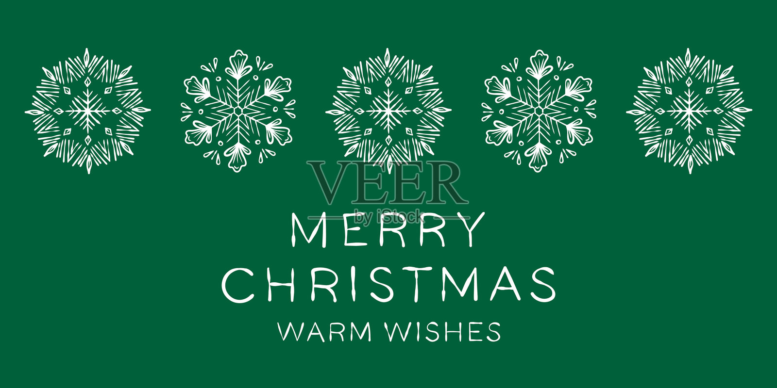 圣诞贺卡设计。白色和绿色的无缝雪花边框插画图片素材