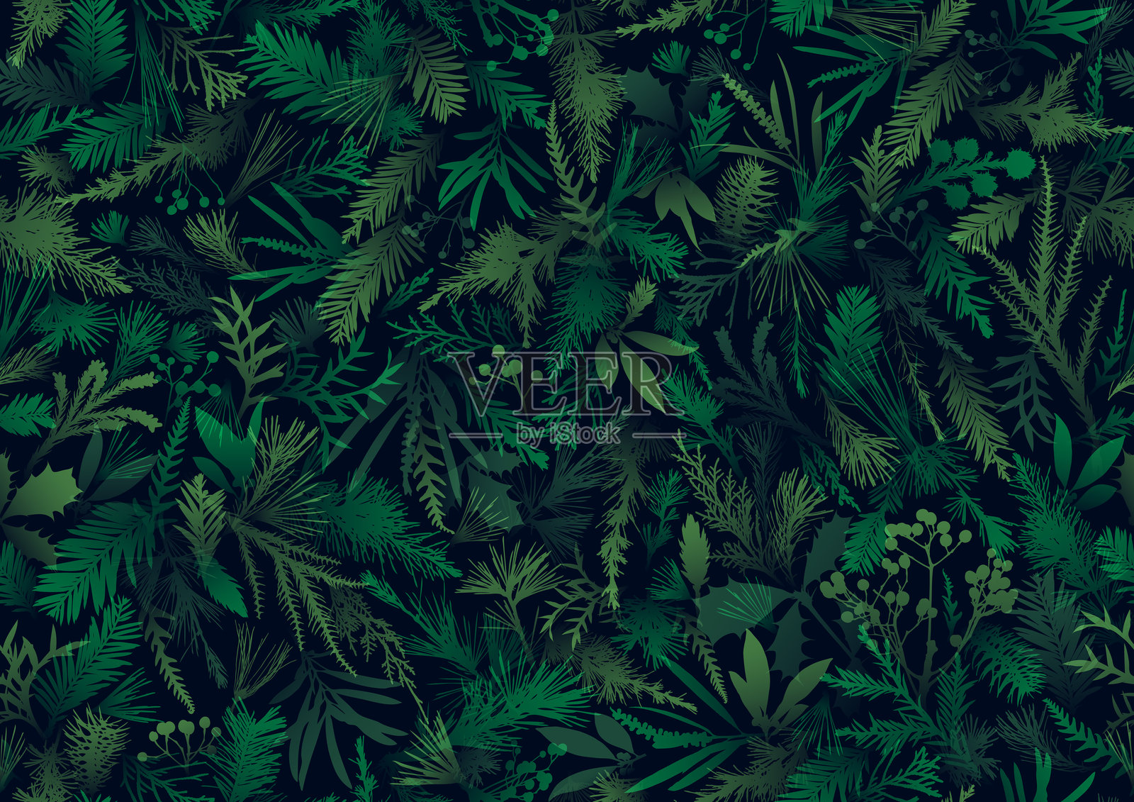 无缝圣诞植物壁纸背景插画图片素材