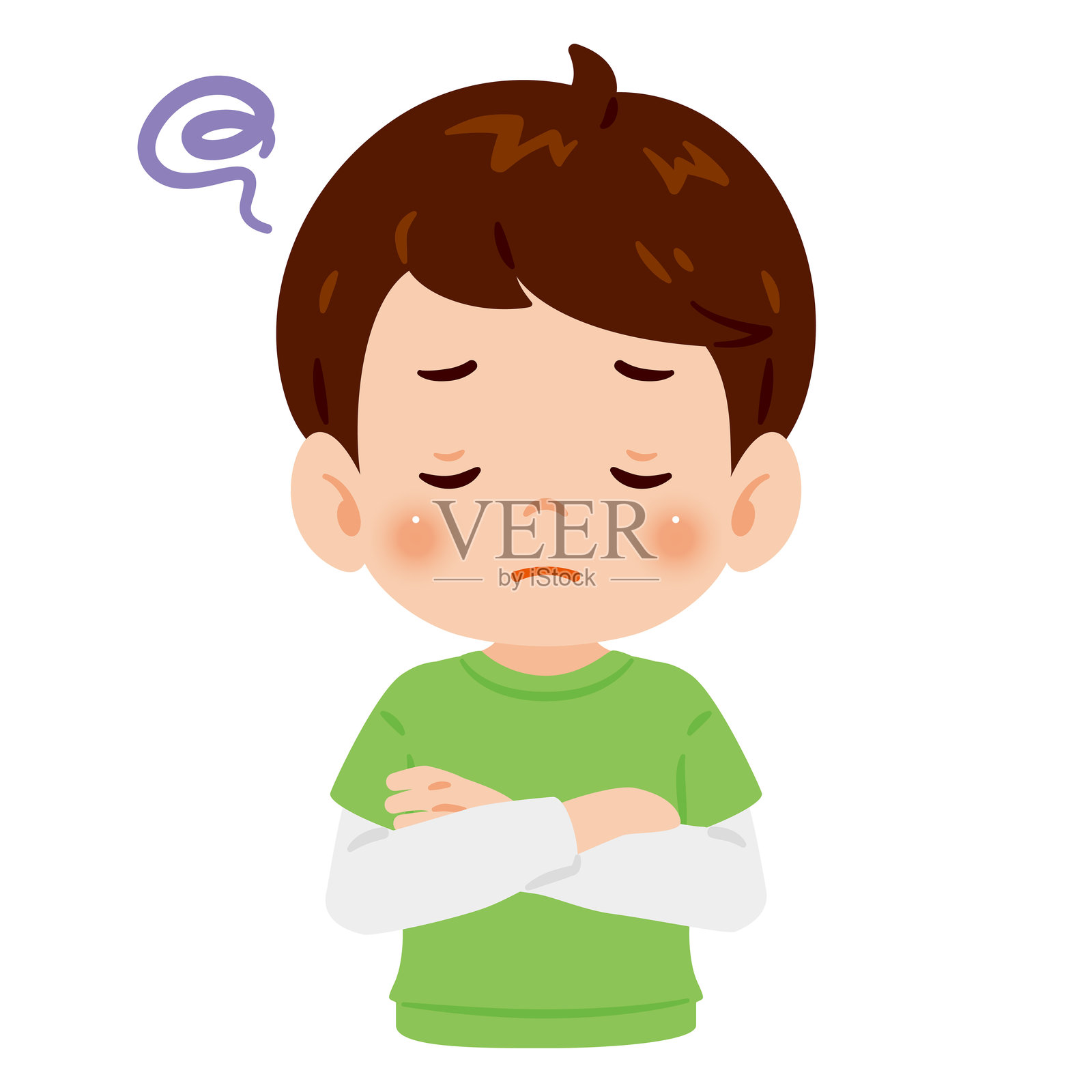 一个困扰男孩的上半身插图插画图片素材