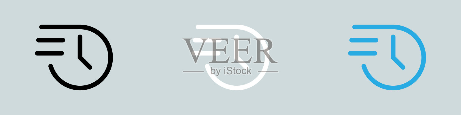 快递图标，时间图标设计。现代轮廓风格的任务时间图标设计。矢量插图。插画图片素材