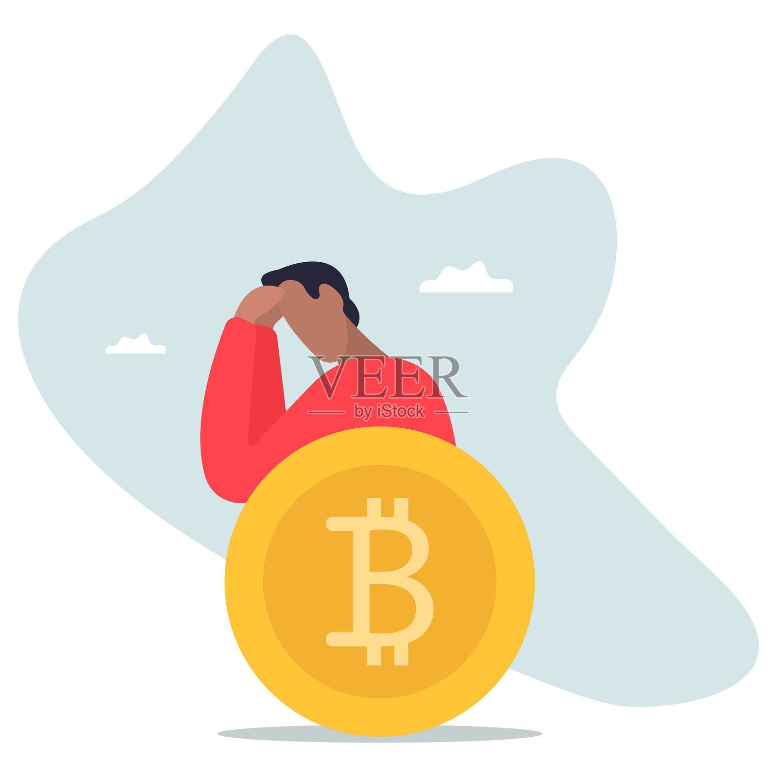 比特币持有者，购买比特币或加密货币的人插画图片素材