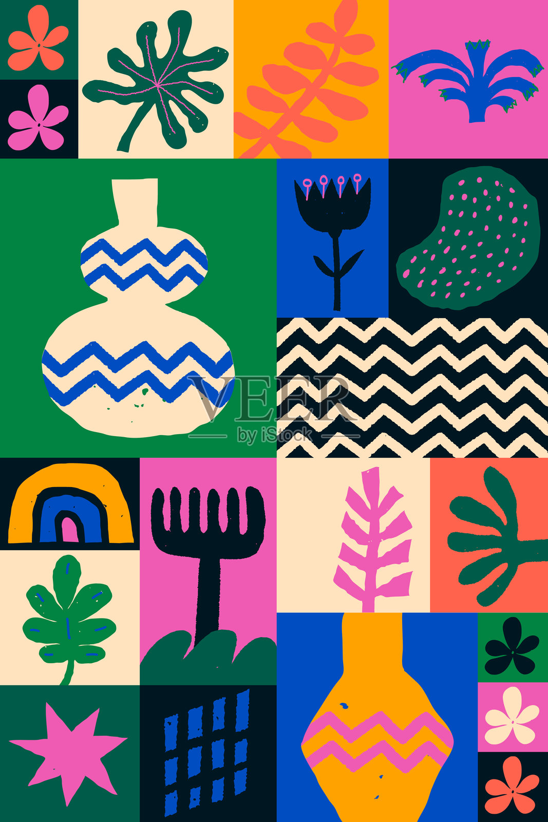 抽象几何马赛克无缝海报。插画图片素材